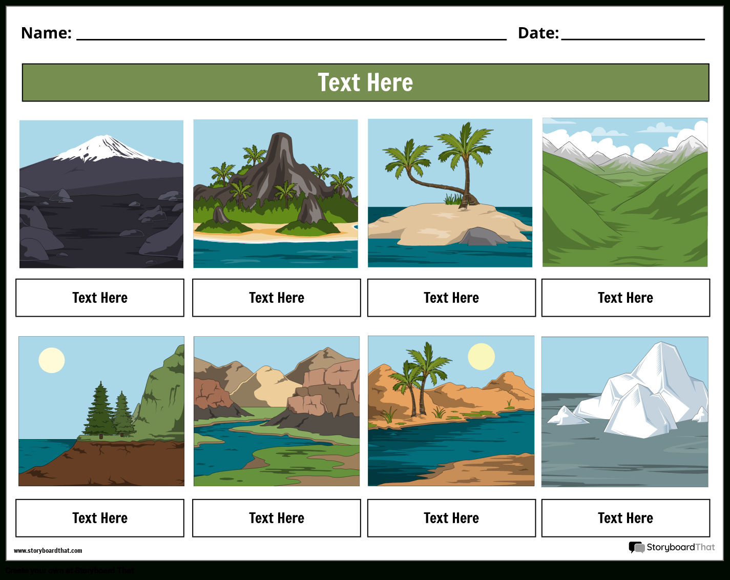 Landforms Worksheets: Create With Storyboard That | Landform Printable Worksheets