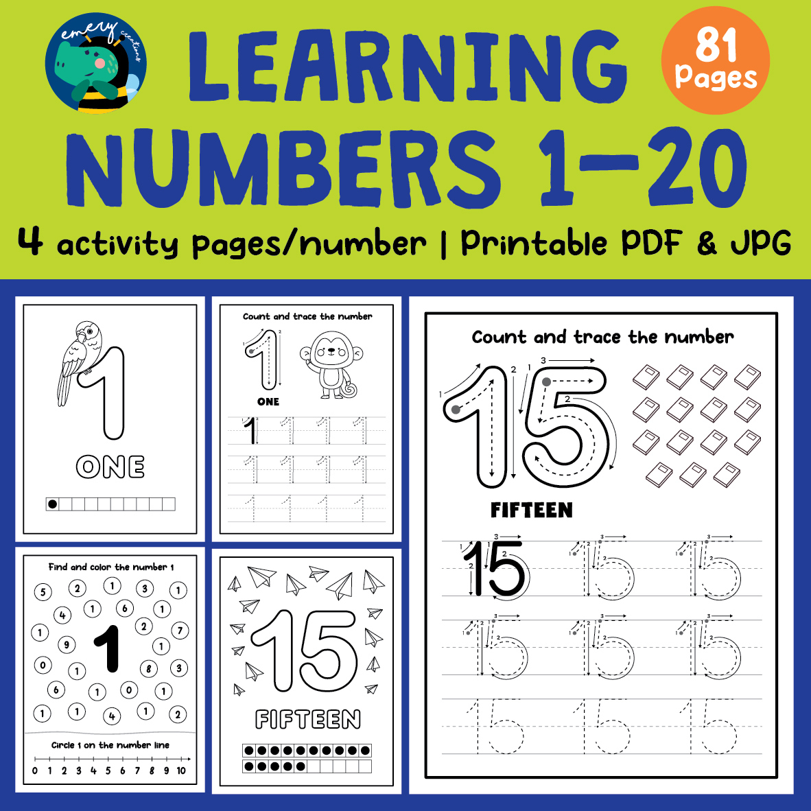 Learning Numbers From 1-20 | Trace, Write, Find, Color | Printable | Printable Worksheets Numbers 1 20