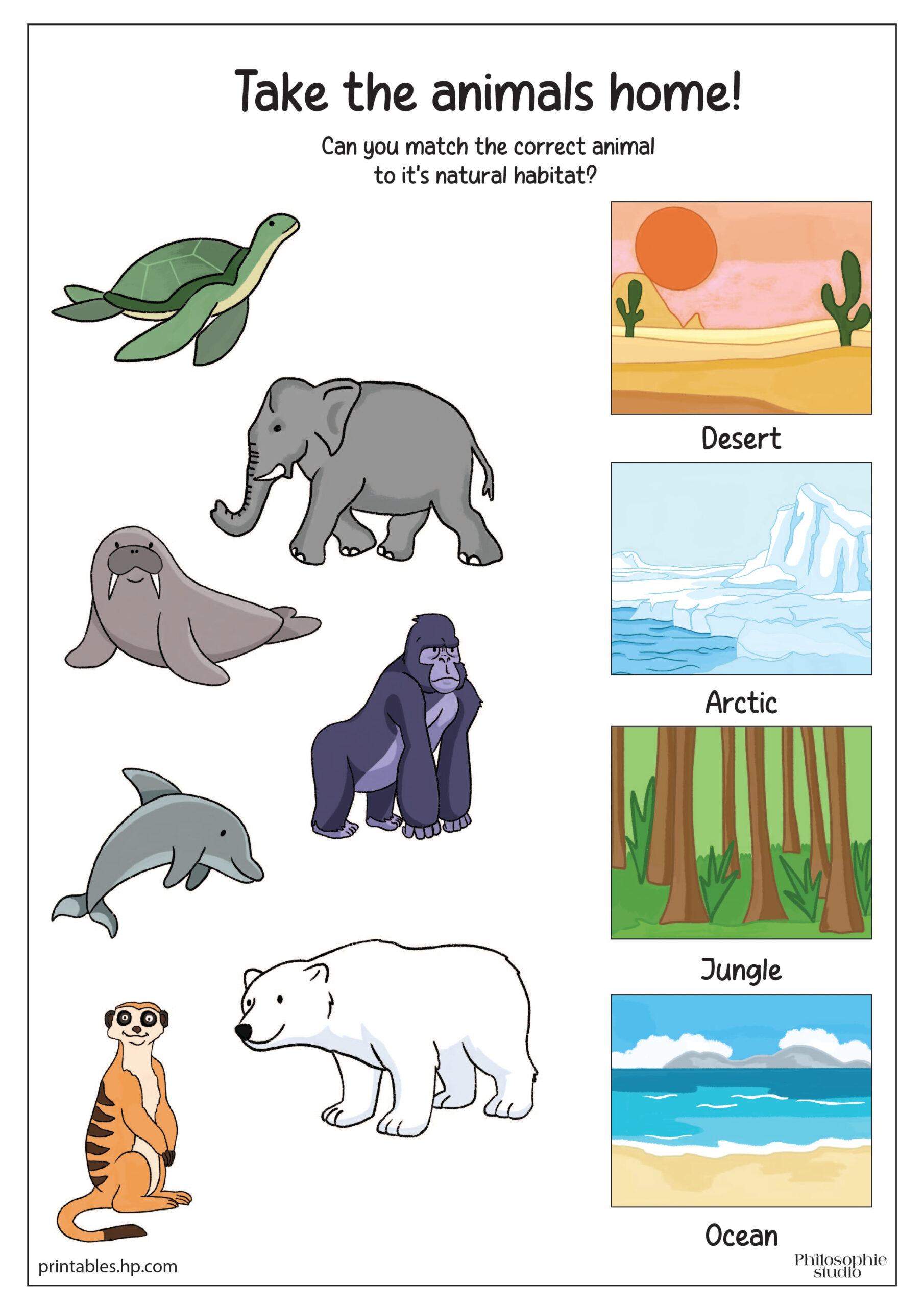 Learning Worksheets | Take The Animals Home | Printables - Free | Free Printable Worksheets Animal Habitats