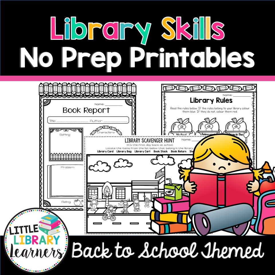Library Skills No Prep Printables- Back To School Activities | Free Library Skills Printable Worksheets