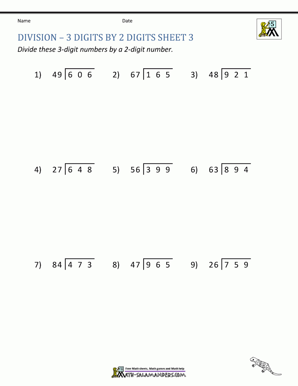 Long Division Worksheets For 5Th Grade | Division Worksheets Printable Free 5Th Grade