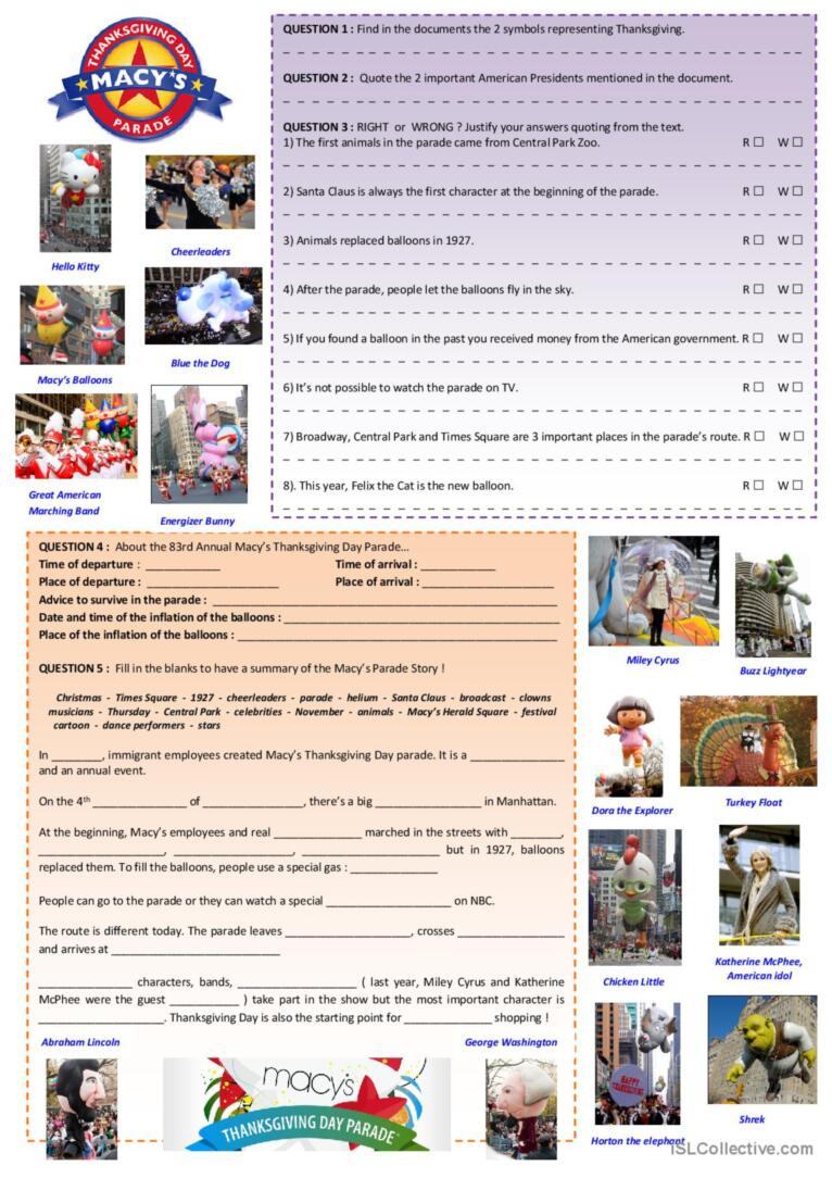 macys thanksgiving day parade readi english esl worksheets pdf macys thanksgiving day parade worksheet 1 Macy'S Thanksgiving Day Parade Readi…: English Esl Worksheets Pdf | Macys Thanksgiving Day Parade Worksheet