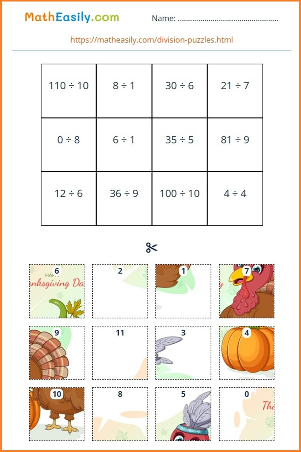 Math Thanksgiving Worksheets Pdf | Free Download | Division Thanksgiving Worksheets