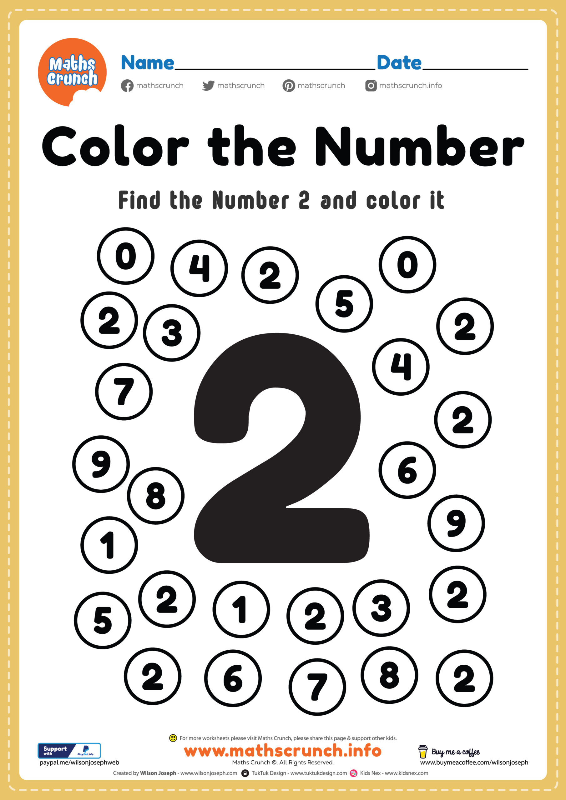 Math Worksheet, Number 2 Coloring Page - Free Printable Pdf | Free Printable Number Worksheets Preschool