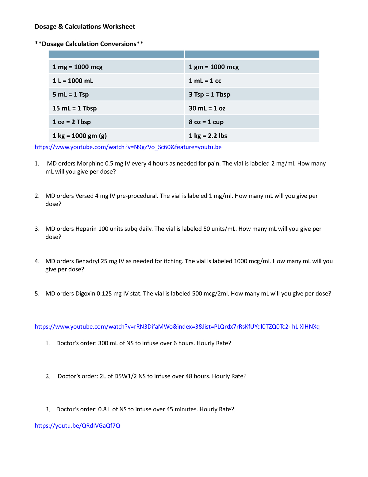 med math worksheet sample med math dosage ampamp nursing math worksheet printables Med Math Worksheet - Sample Med Math - Dosage &Amp;Amp | Nursing Math Worksheet Printables