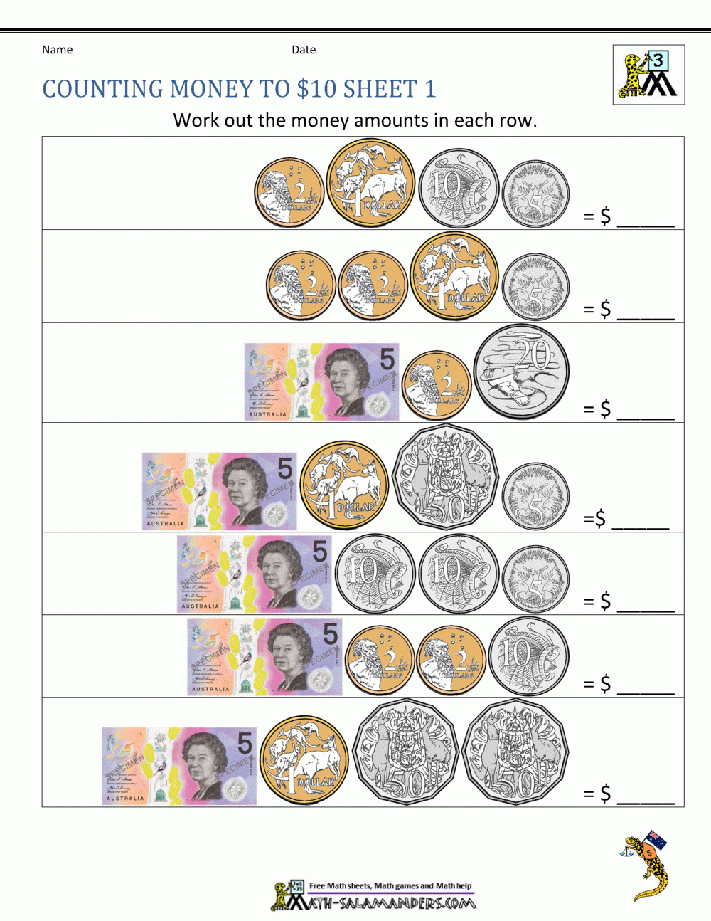 Money Worksheets Australian | Free Printable Money Worksheets Australia