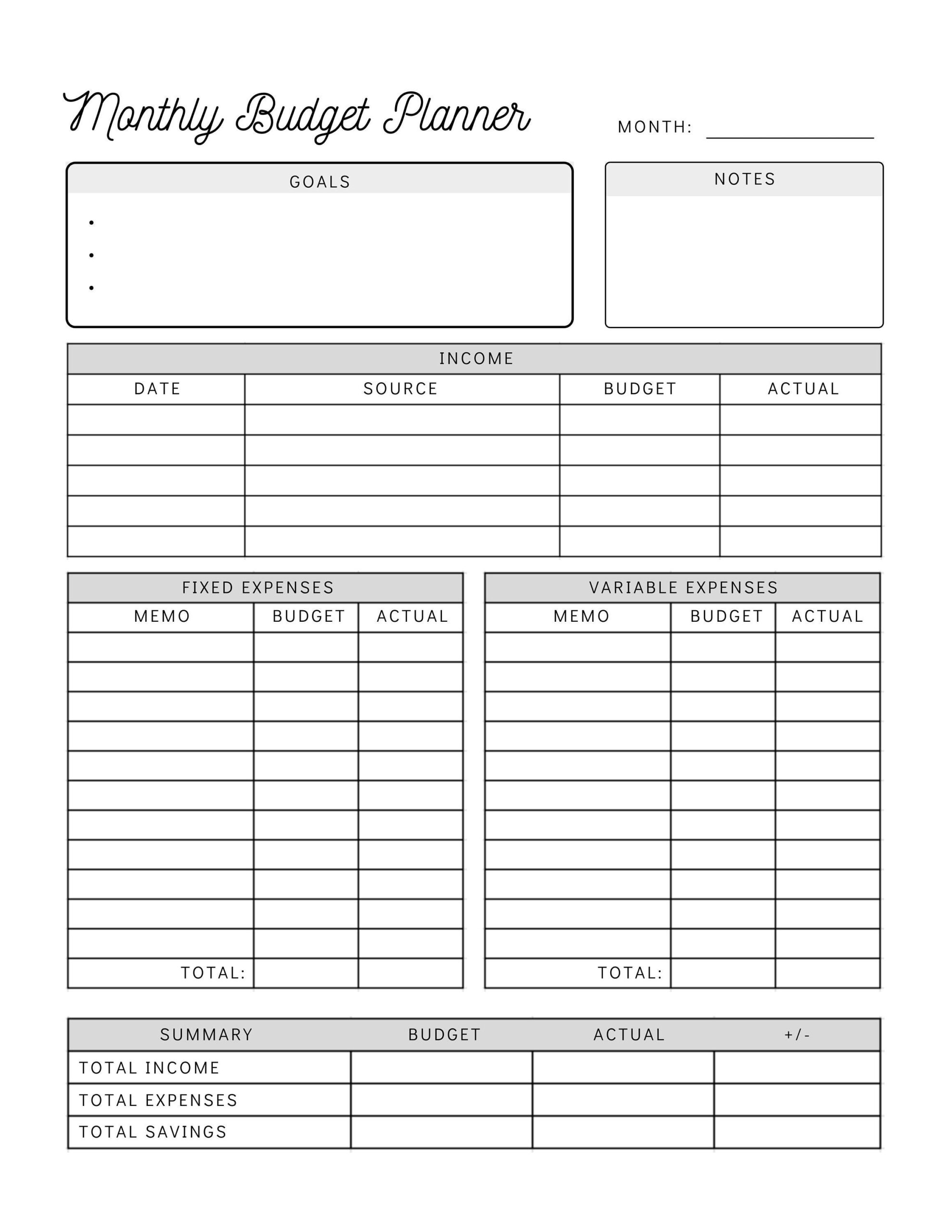 Monthly Budget Planner Printable | Simple Budget Worksheet | Easy Budget Worksheet Printable