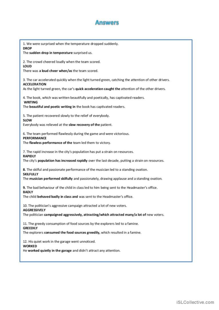 more nominalisation writing english esl worksheets pdf doc nominalisation worksheets printable More Nominalisation Writing …: English Esl Worksheets Pdf & Doc | Nominalisation Worksheets Printable