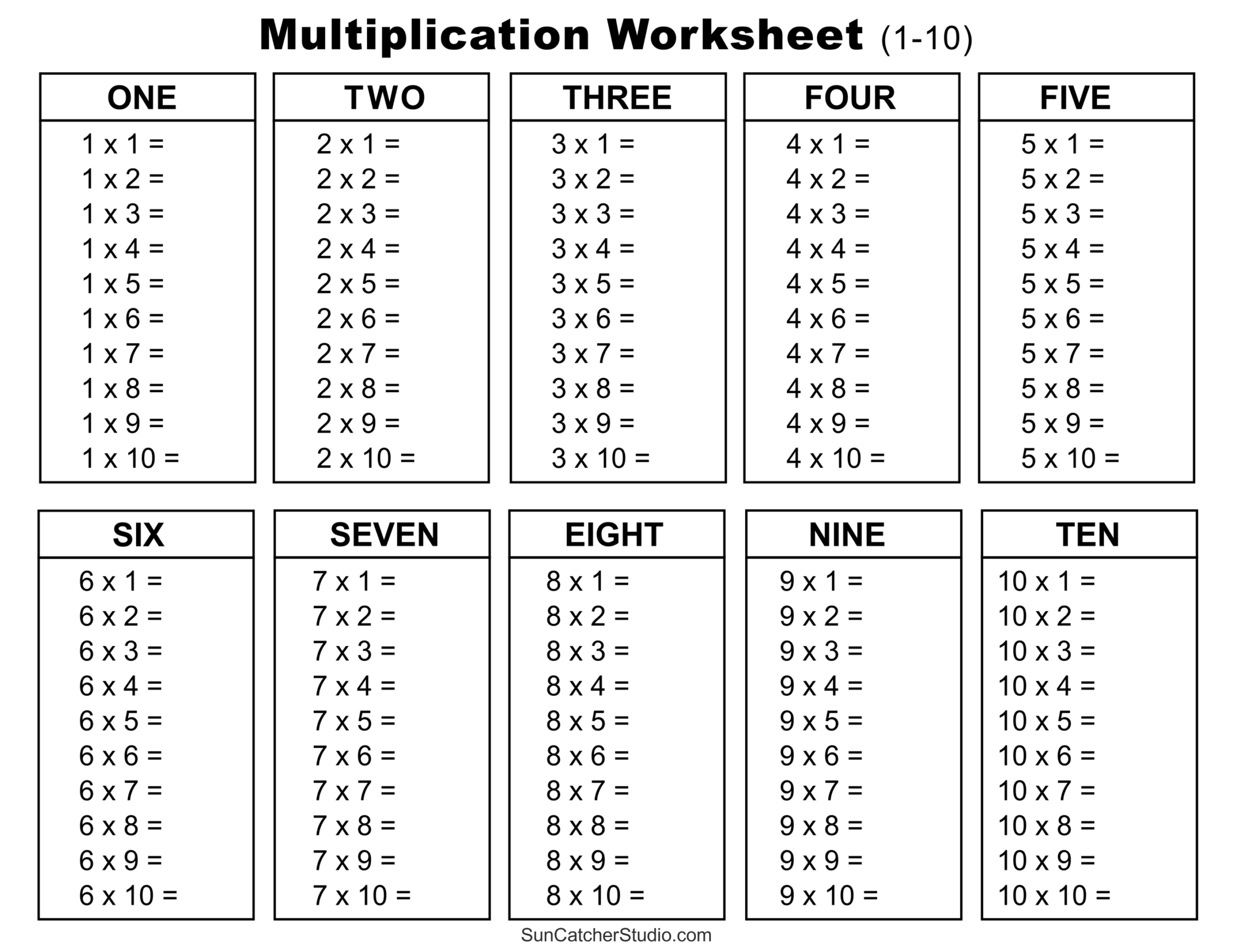 Multiplication Charts (Pdf): Free Printable Times Tables – Free | Math Facts Worksheets Multiplication Printable