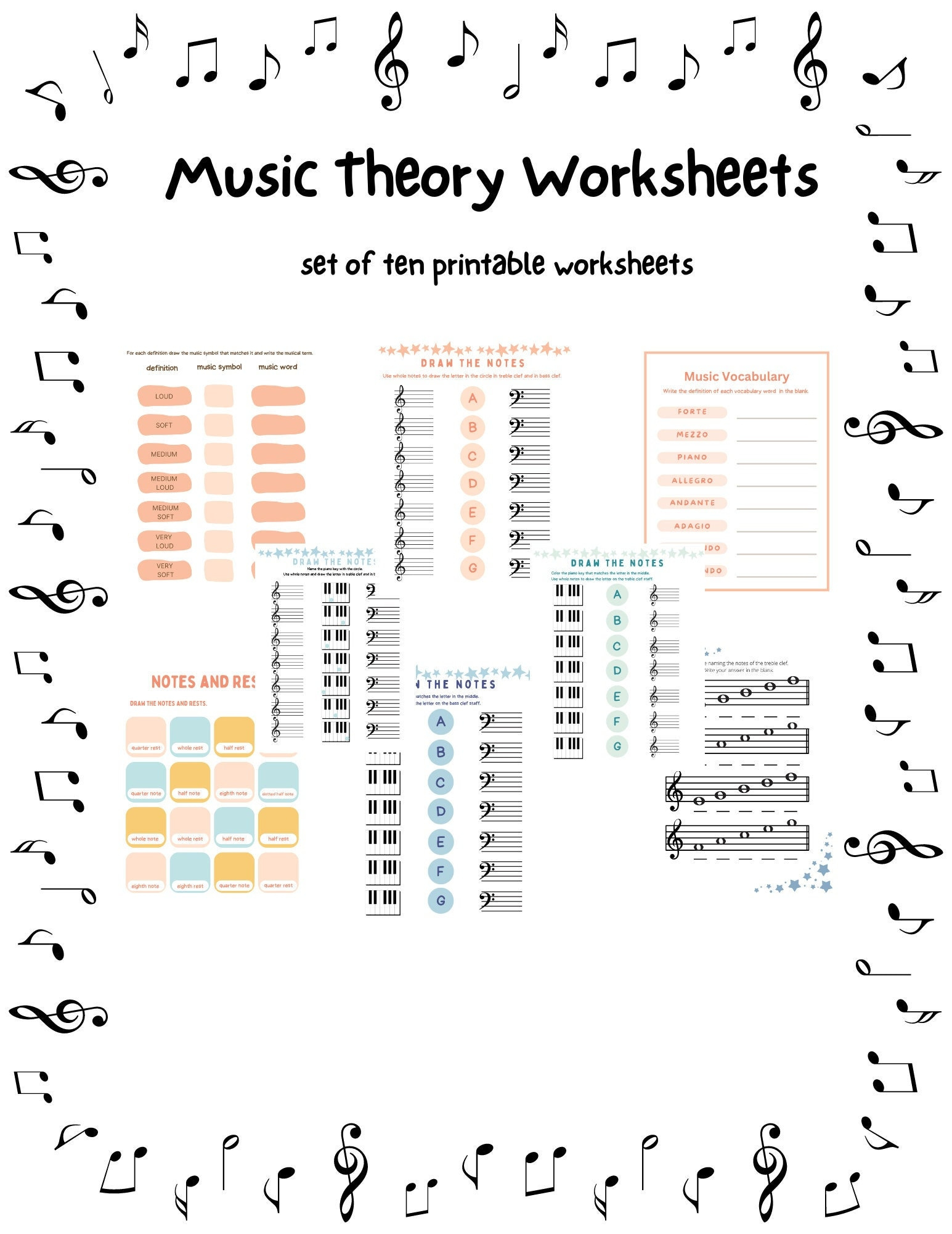 Music Worksheets Printable Music Theory Worksheets Homeschool | Printable Music Theory Worksheets