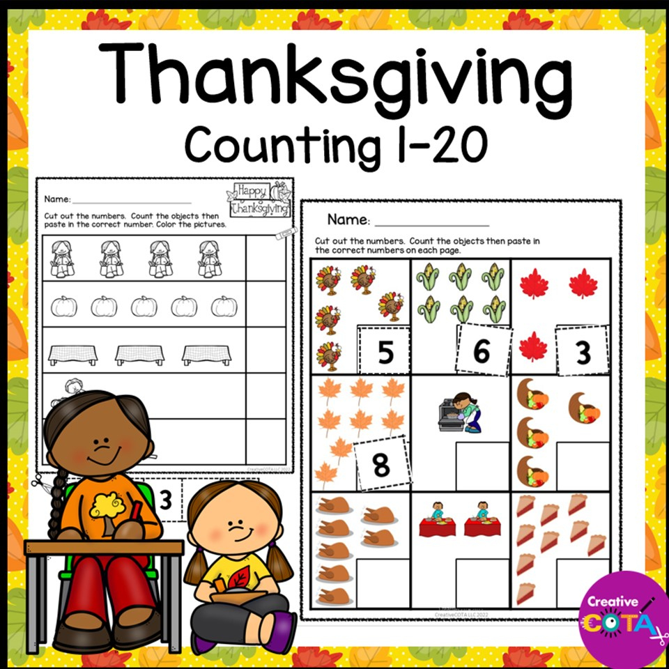 no prep thanksgiving kindergarten math worksheets numbers 1 20 thanksgiving integer worksheet No Prep Thanksgiving Kindergarten Math Worksheets Numbers 1-20 | Thanksgiving Integer Worksheet