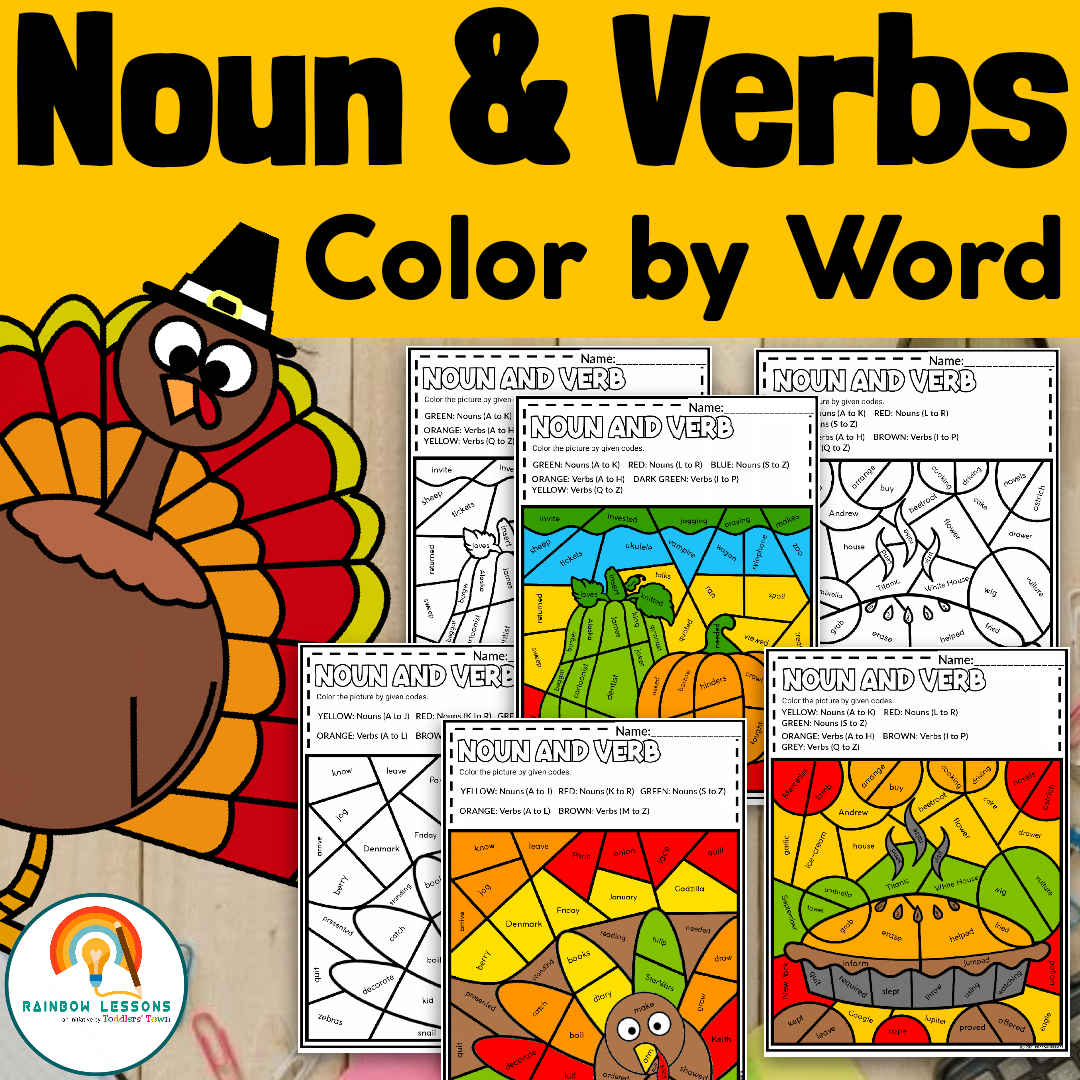 noun and verbs worksheets thanksgiving colorcode thanksgiving verbs worksheet Noun And Verbs Worksheets | Thanksgiving Colorcode | Thanksgiving Verbs Worksheet