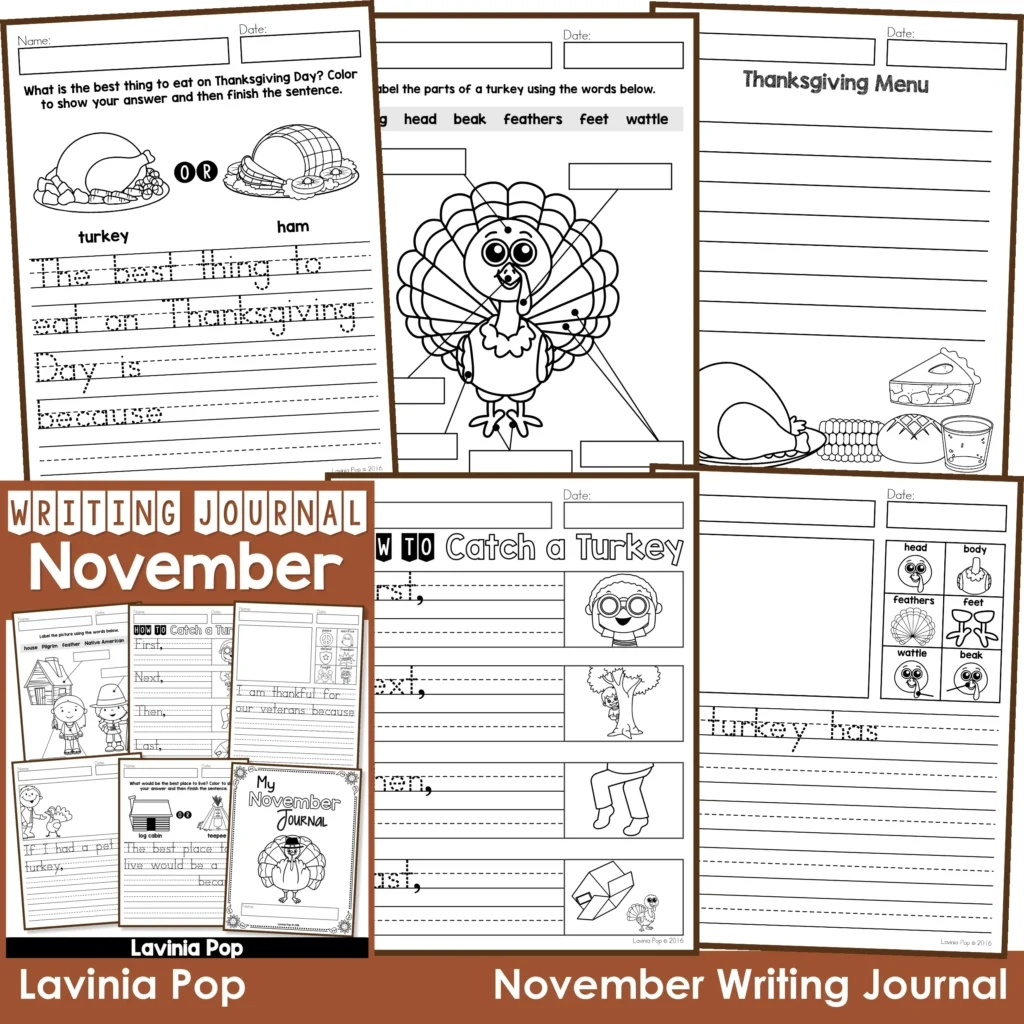 November Writing Journal - In My World | Thanksgiving Creative Writing Worksheets