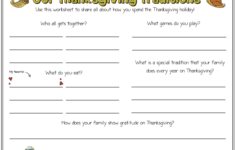 Our Thanksgiving Traditions [F] | Thanksgiving Therapy Worksheets