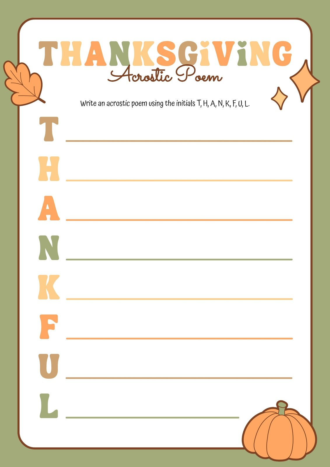 Page 4 - Free Printable Thanksgiving Worksheet Templates | Canva | Thanksgiving Poem Worksheet