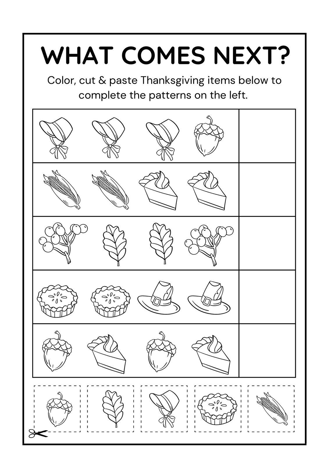 Page 4 - Free Printable Thanksgiving Worksheet Templates | Canva | Thanksgiving Worksheets Kindergarten