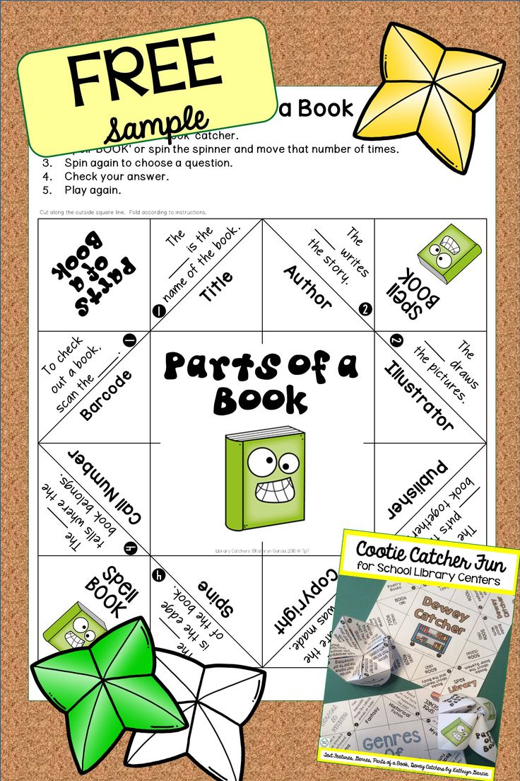 Parts Of A Book Library Skills Cootie Catcher Free Hands-On | Free Library Skills Printable Worksheets