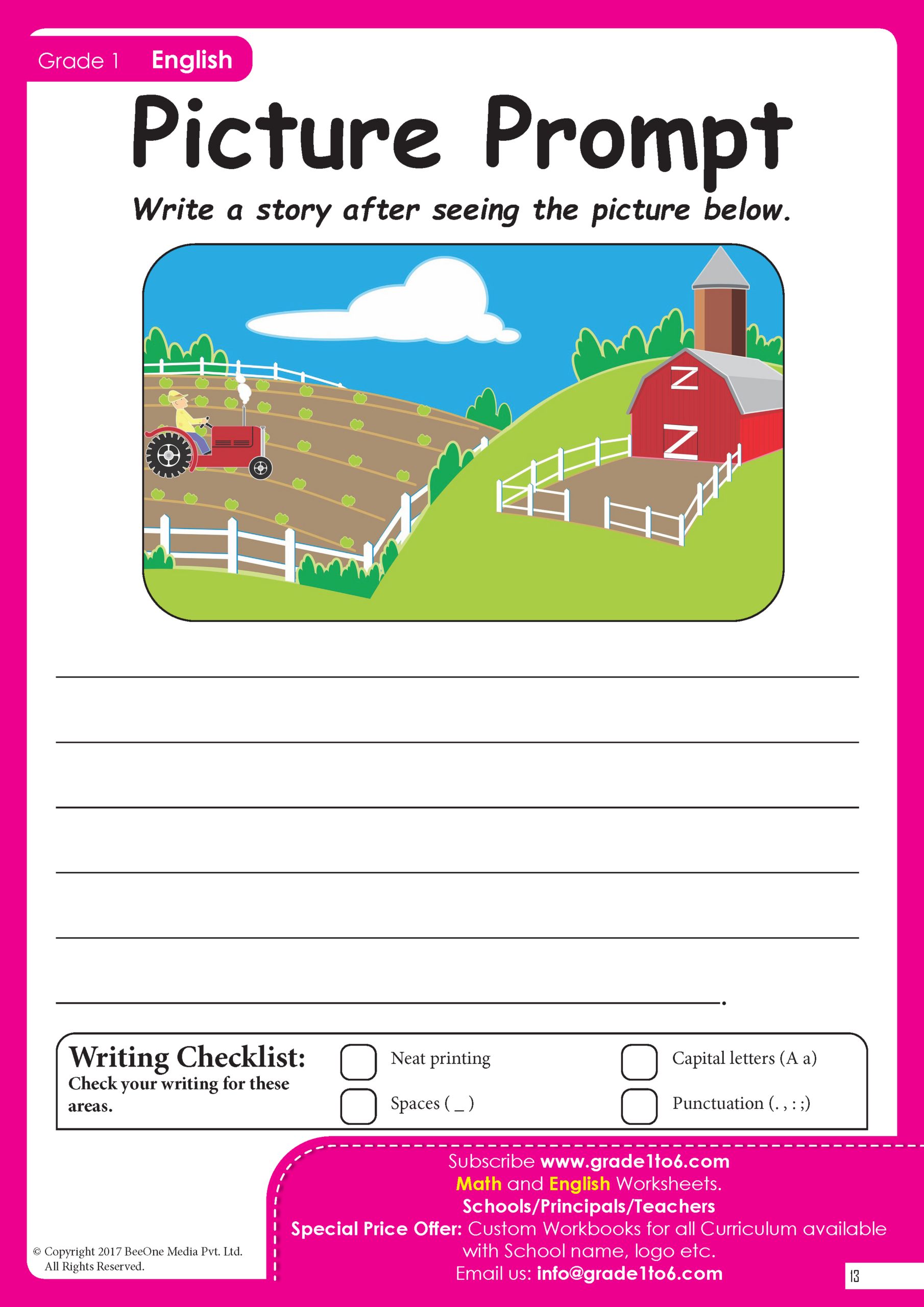 Picture Writing Prompts For Grade 1 Pyp Ib Common Core | Free Printable Picture Composition Worksheets For Grade 1