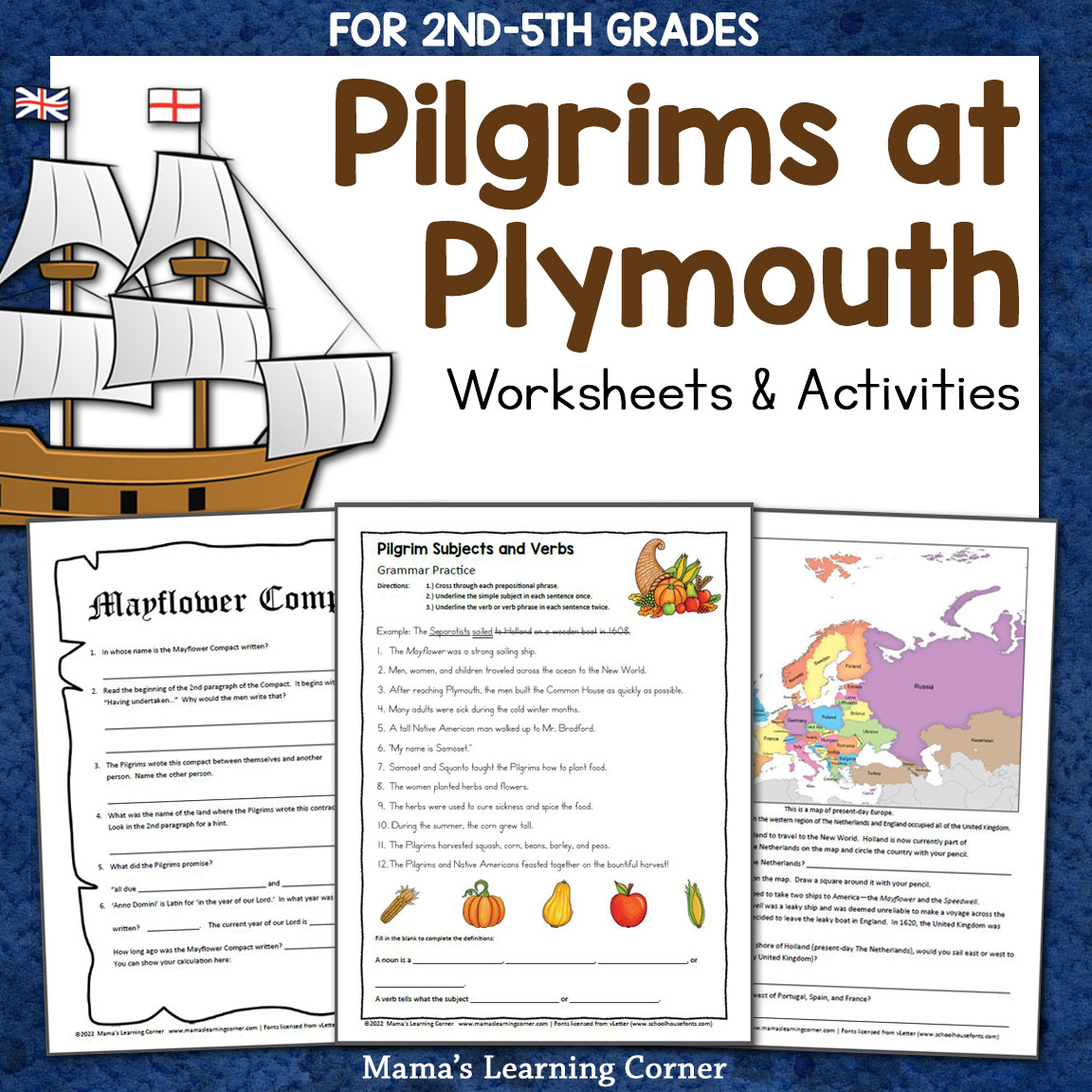 Pilgrims At Plymouth Thanksgiving Worksheets For 2Nd-5Th Graders | Thanksgiving Worksheets 5Th Grade
