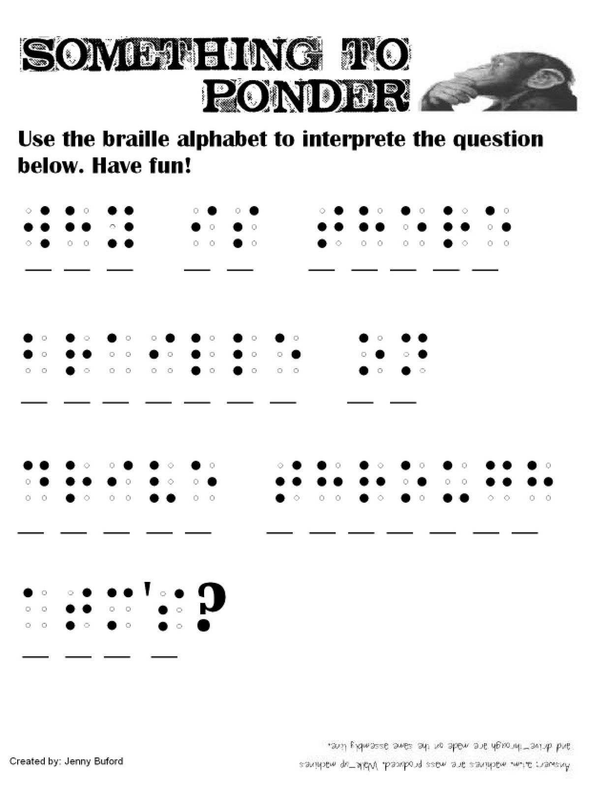 Pin Page - Worksheets Library | Braille Worksheets Printables