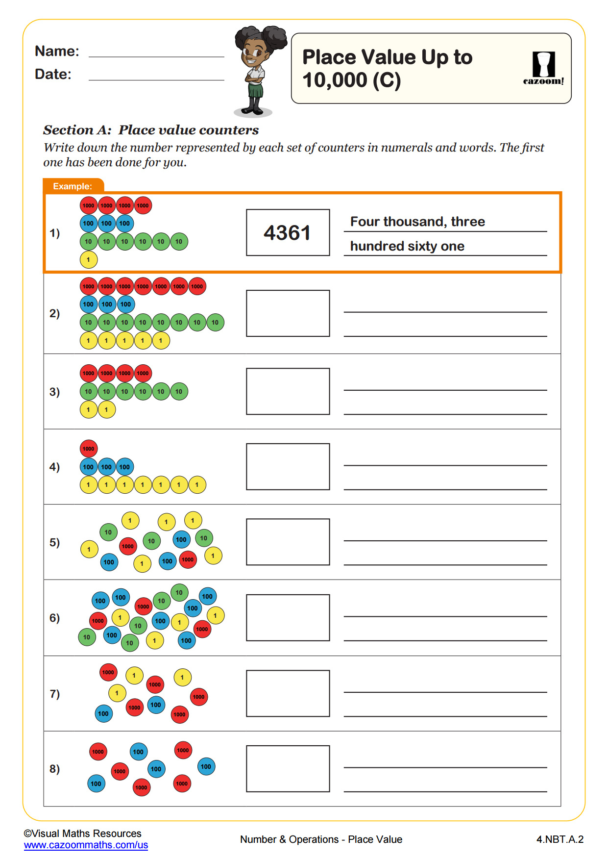 place value up to 10000 c pdf printable number and operations place value worksheets 4th grade printable Place Value Up To 10,000 (C) | Pdf Printable Number And Operations | Place Value Worksheets 4Th Grade Printable