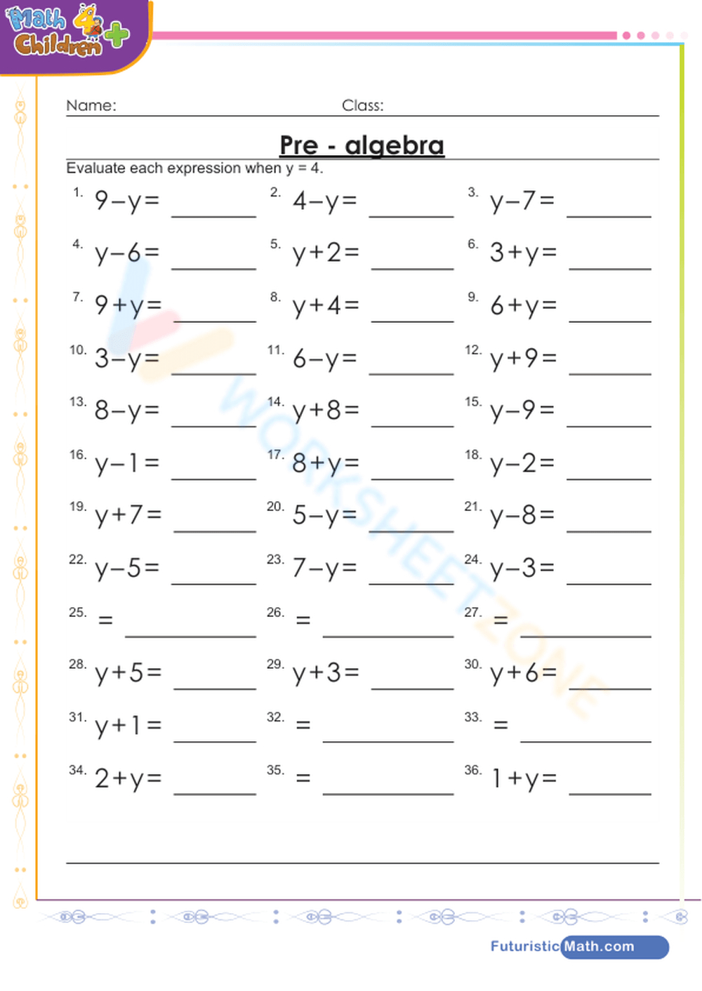 pre algebra worksheet worksheets library teaching pre algebra printable worksheets Pre-Algebra Worksheet - Worksheets Library | Teaching Pre Algebra Printable Worksheets