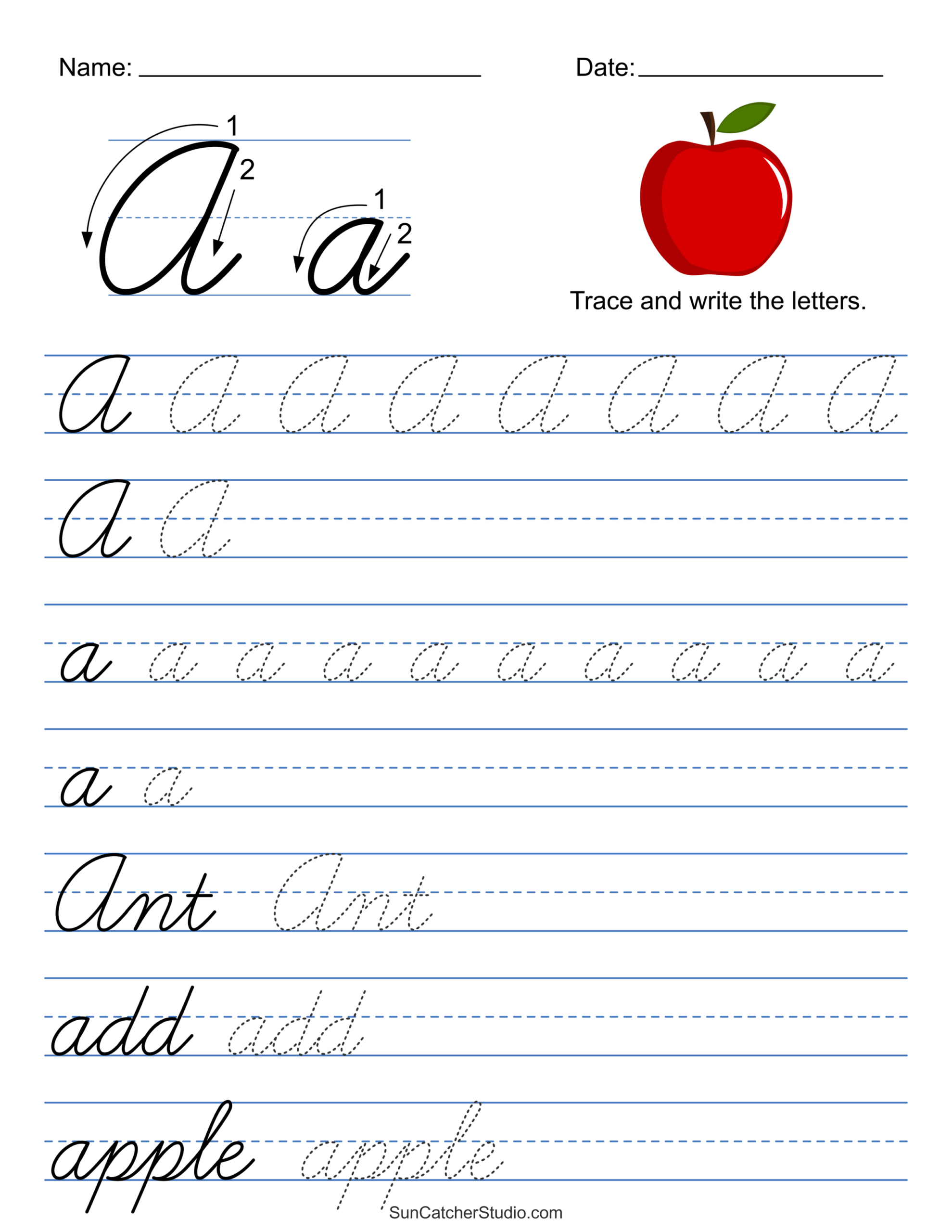 Printable Cursive Handwriting Worksheets (Practice Letters) – Free | Free Printable Cursive Worksheets