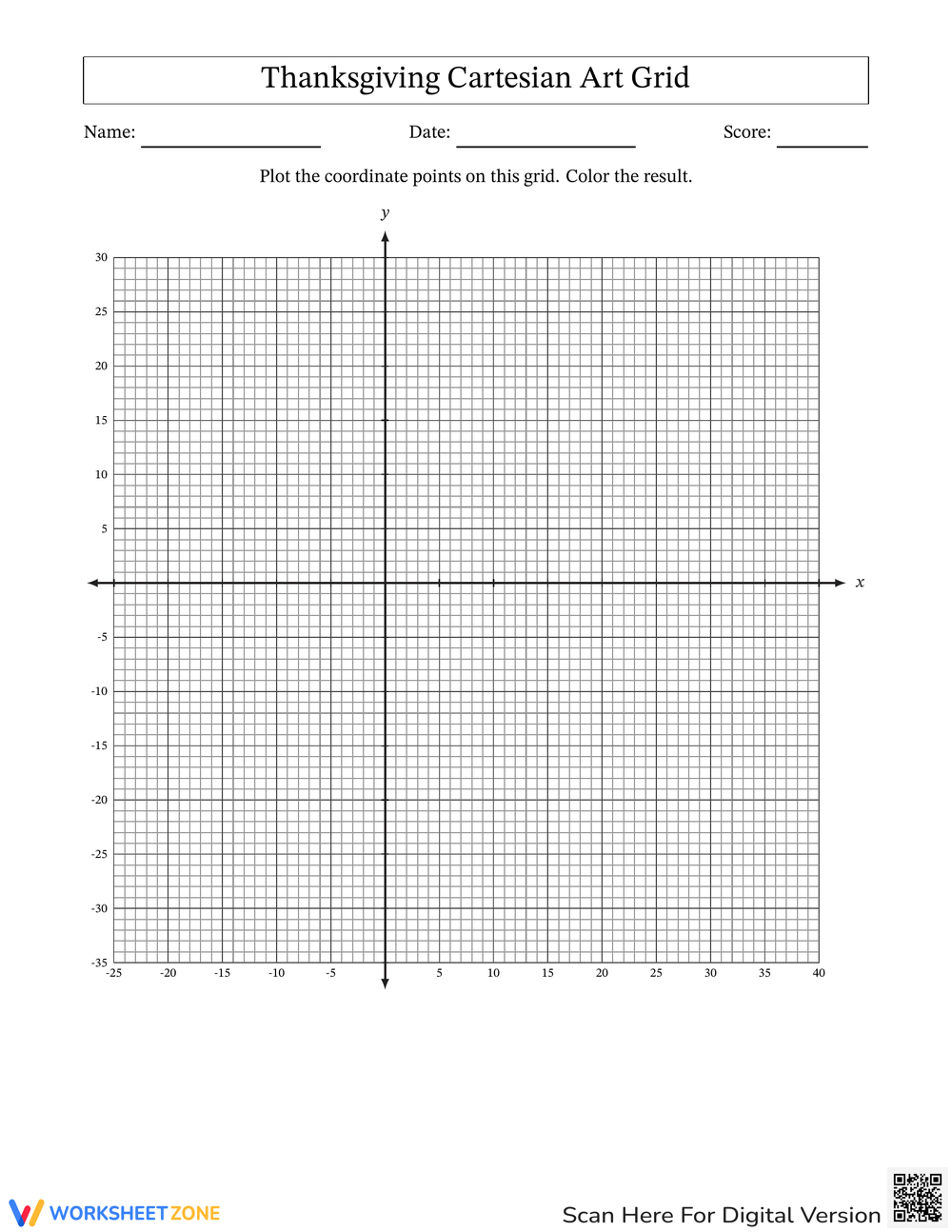 Printable Grade 4 Thanksgiving Plotting Point Worksheets Worksheets | Thanksgiving Plotting Points Worksheet