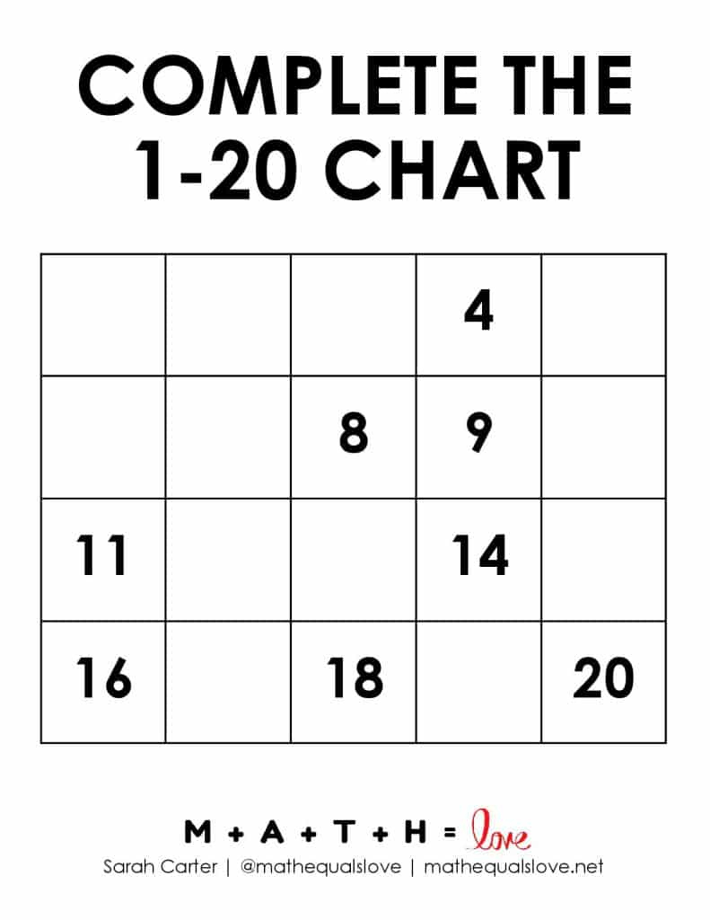 Printable Number Chart 1-20 (Free Pdf Templates) | Free Printable Numbers 1 20 Worksheets