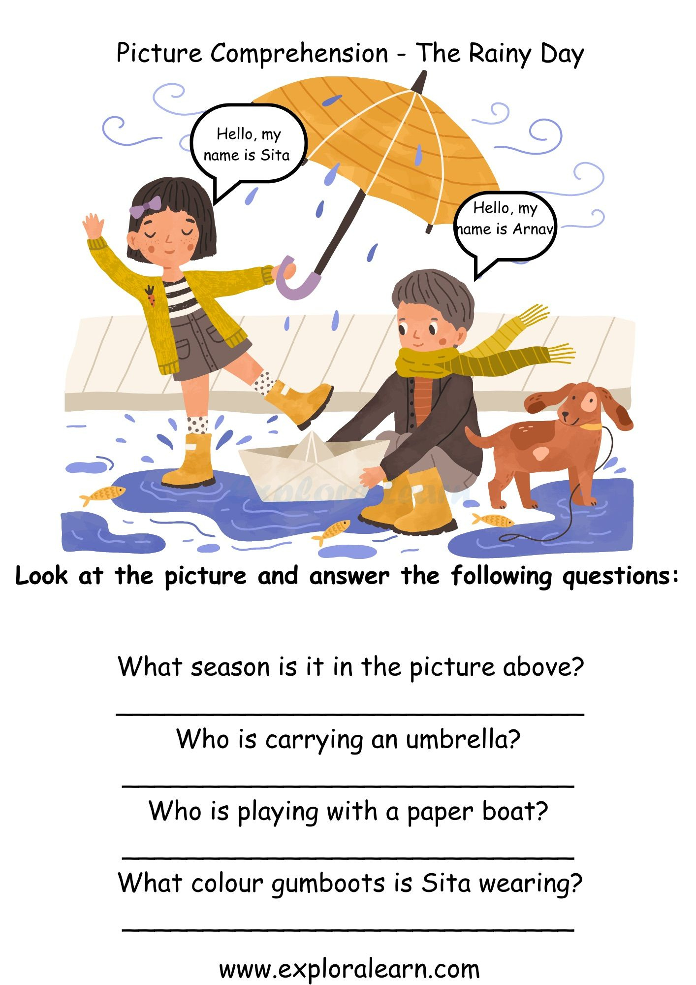 Printable Picture Comprehension Worksheets For 1St Class | Free Printable Picture Composition Worksheets For Grade 1