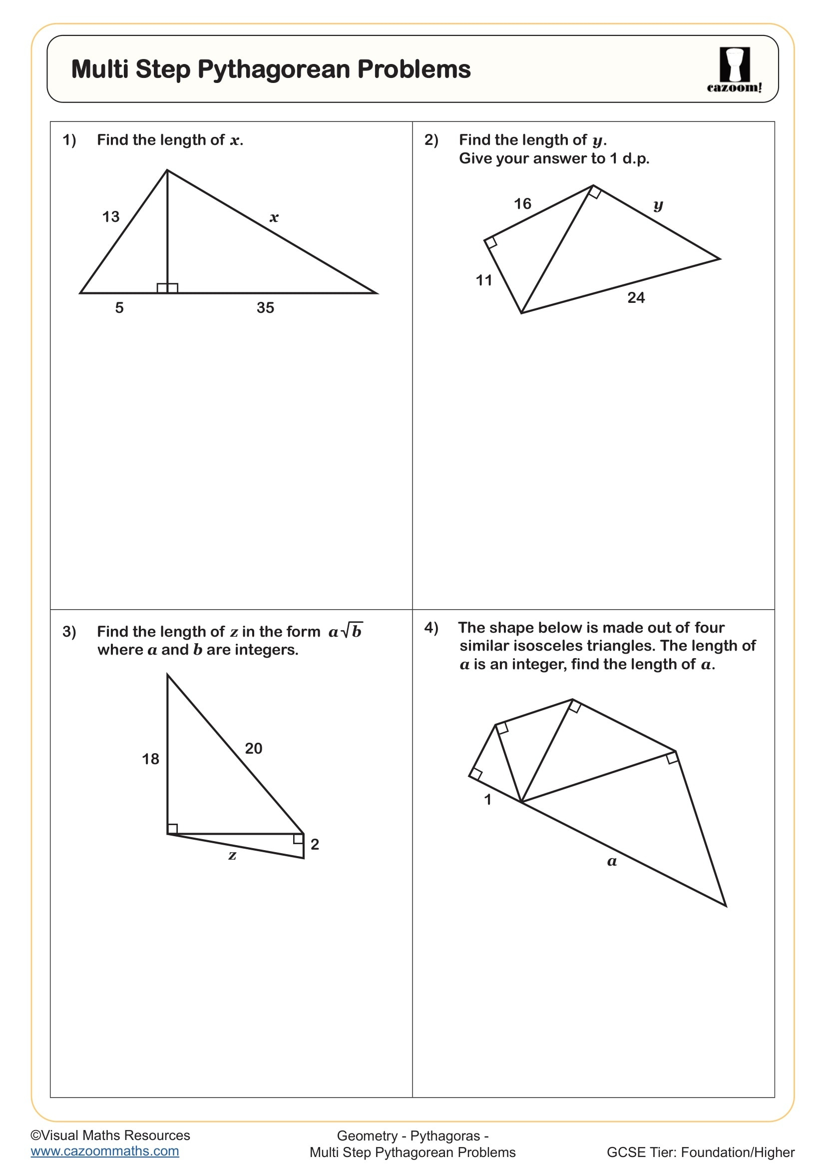 Pythagoras Theorem Worksheets | Printable Pdf Pythagoras Worksheet | Free Printable Pythagorean Theorem Worksheets