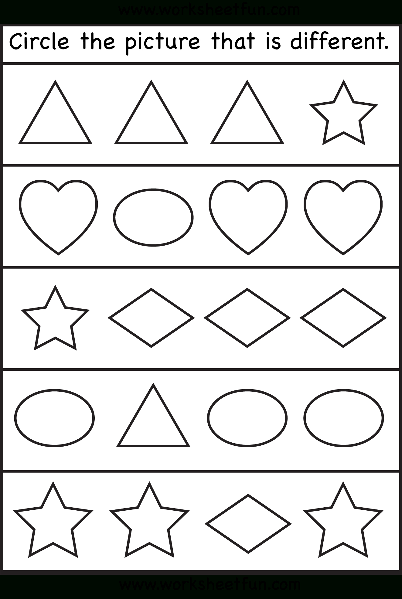 Same And Different – Shapes – One Worksheet / Free Printable | Free Printable Same And Different Worksheets