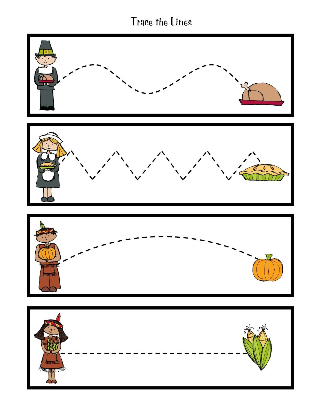 Shape Hopscotch | Thanksgiving Tracing Worksheets Preschool