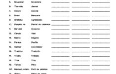 Spanish Thanksgiving Vocabulary Word List Column Worksheet | Made | Thanksgiving Spanish Worksheets