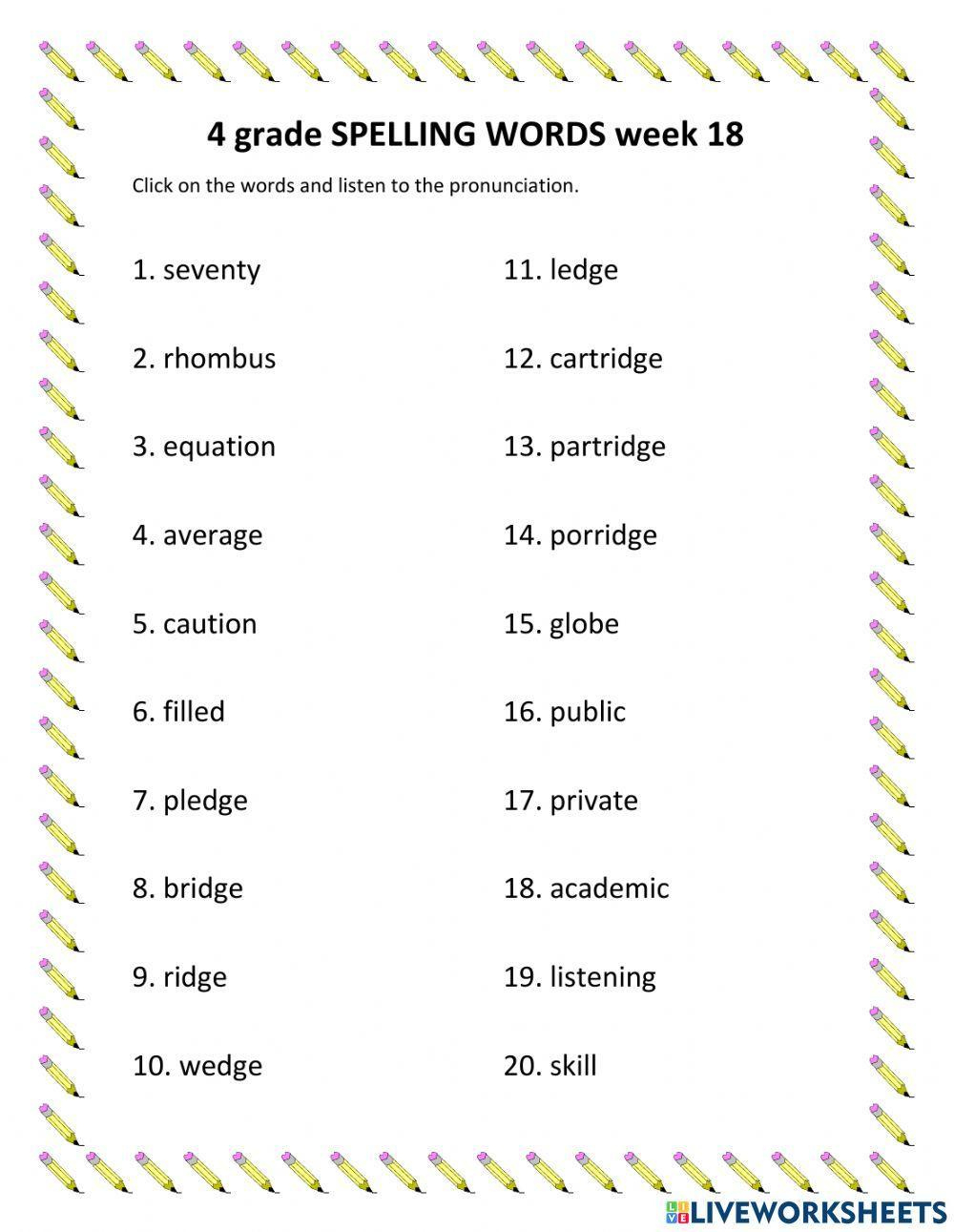 spelling words online worksheet for 4 grade live worksheets free printable spelling worksheets for 4th grade Spelling Words Online Worksheet For 4 Grade | Live Worksheets | Free Printable Spelling Worksheets For 4Th Grade
