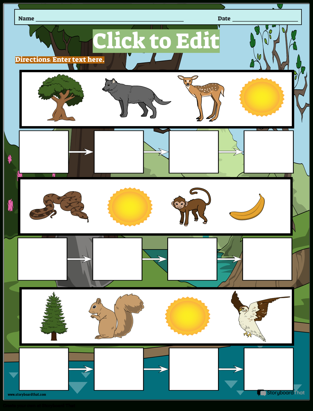 Storyboard That: Free Food Chain Worksheet Templates | Food Web Printable Worksheets