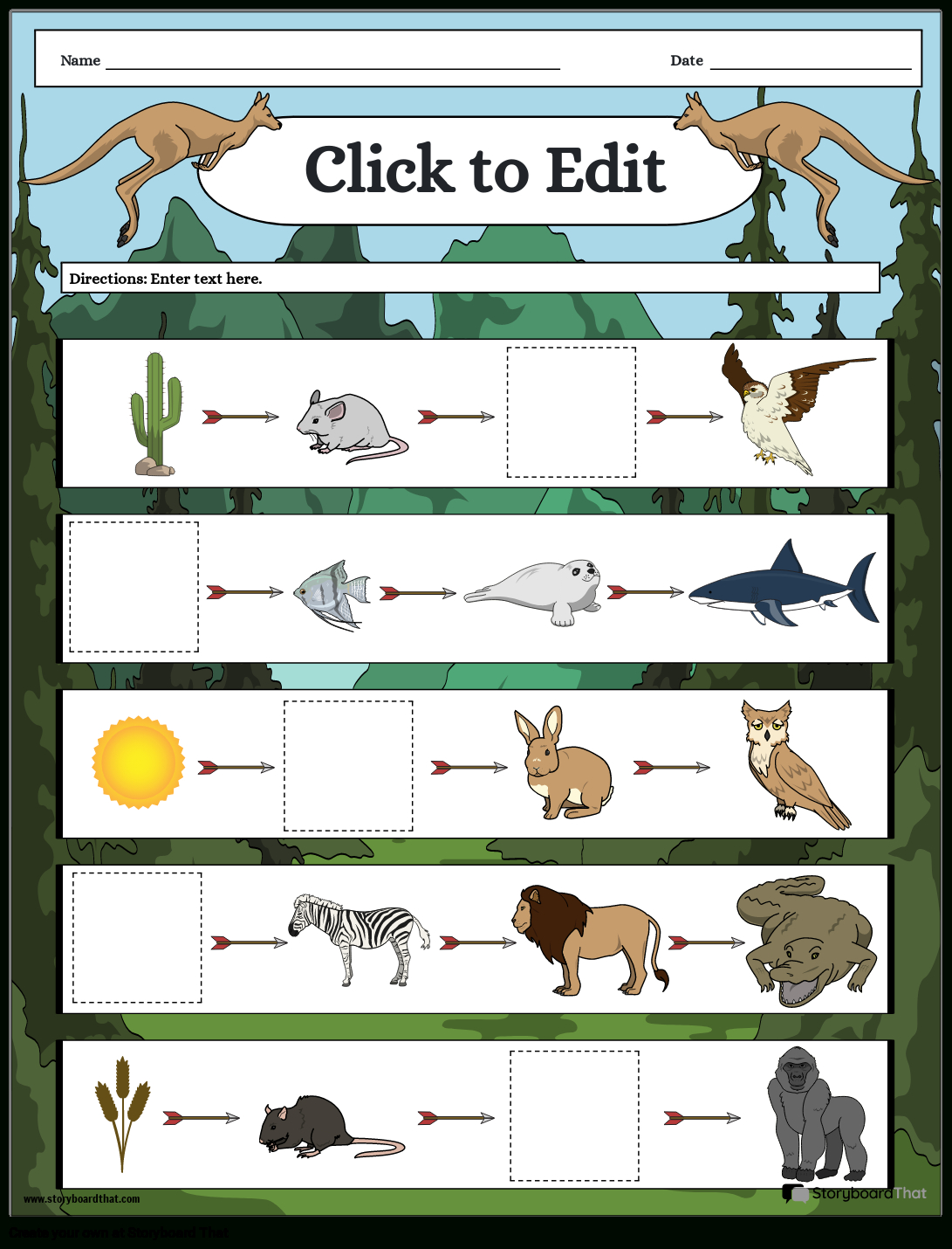 Storyboard That: Free Food Chain Worksheet Templates | Food Web Printable Worksheets