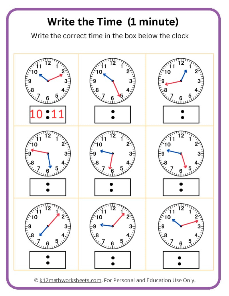 Telling Time Worksheets | Clock Face Worksheets Printable