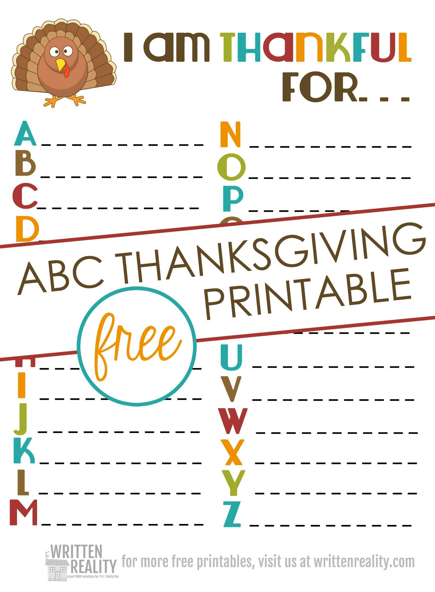 Thankful Abcs Printable Is Perfect For Thanksgiving! - Written Reality | Thanksgiving Abc Worksheets