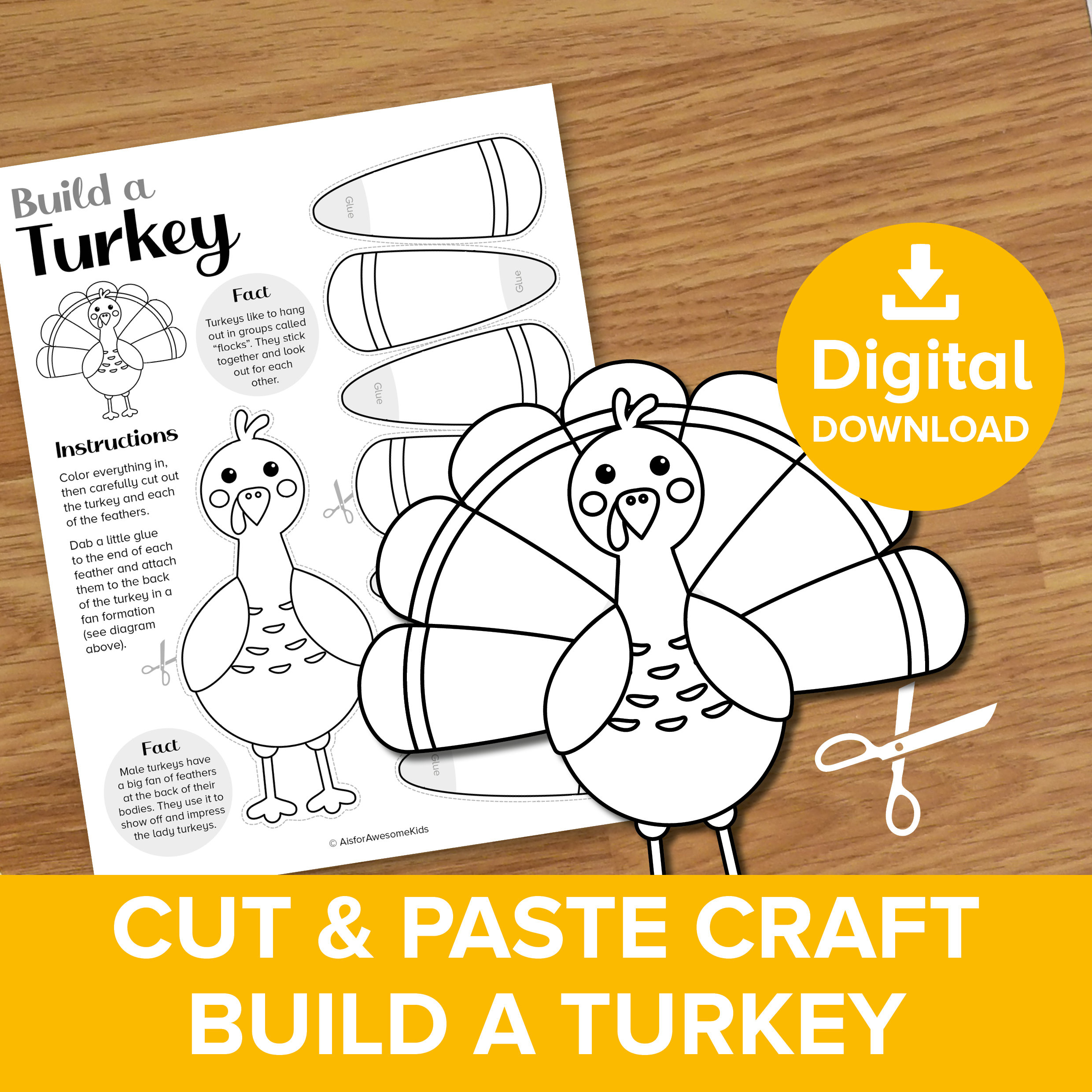 thankful turkey cut paste craft build a thanksgiving bird color cut and paste thanksgiving worksheets Thankful Turkey Cut & Paste Craft, Build A Thanksgiving Bird | Color Cut and Paste Thanksgiving Worksheets