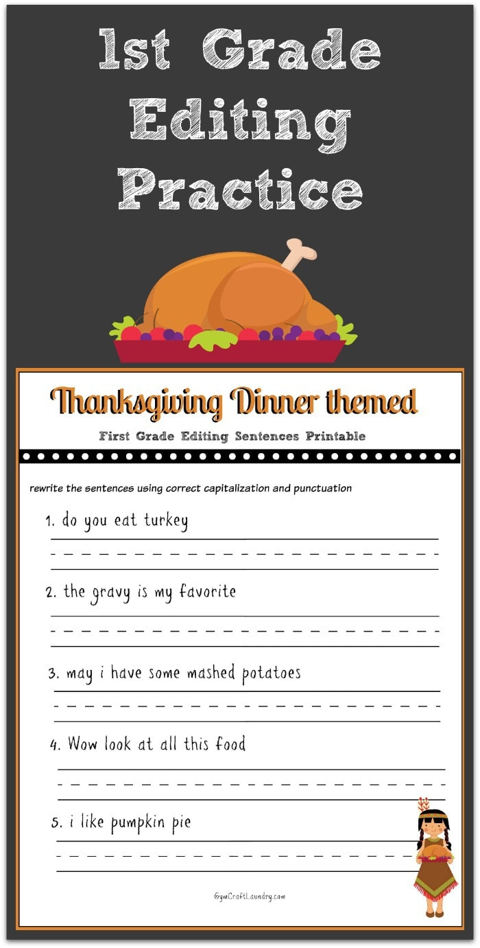 Thanksgiving 1St Grade Editing Printable - Gym Craft Laundry | Thanksgiving Editing Worksheet