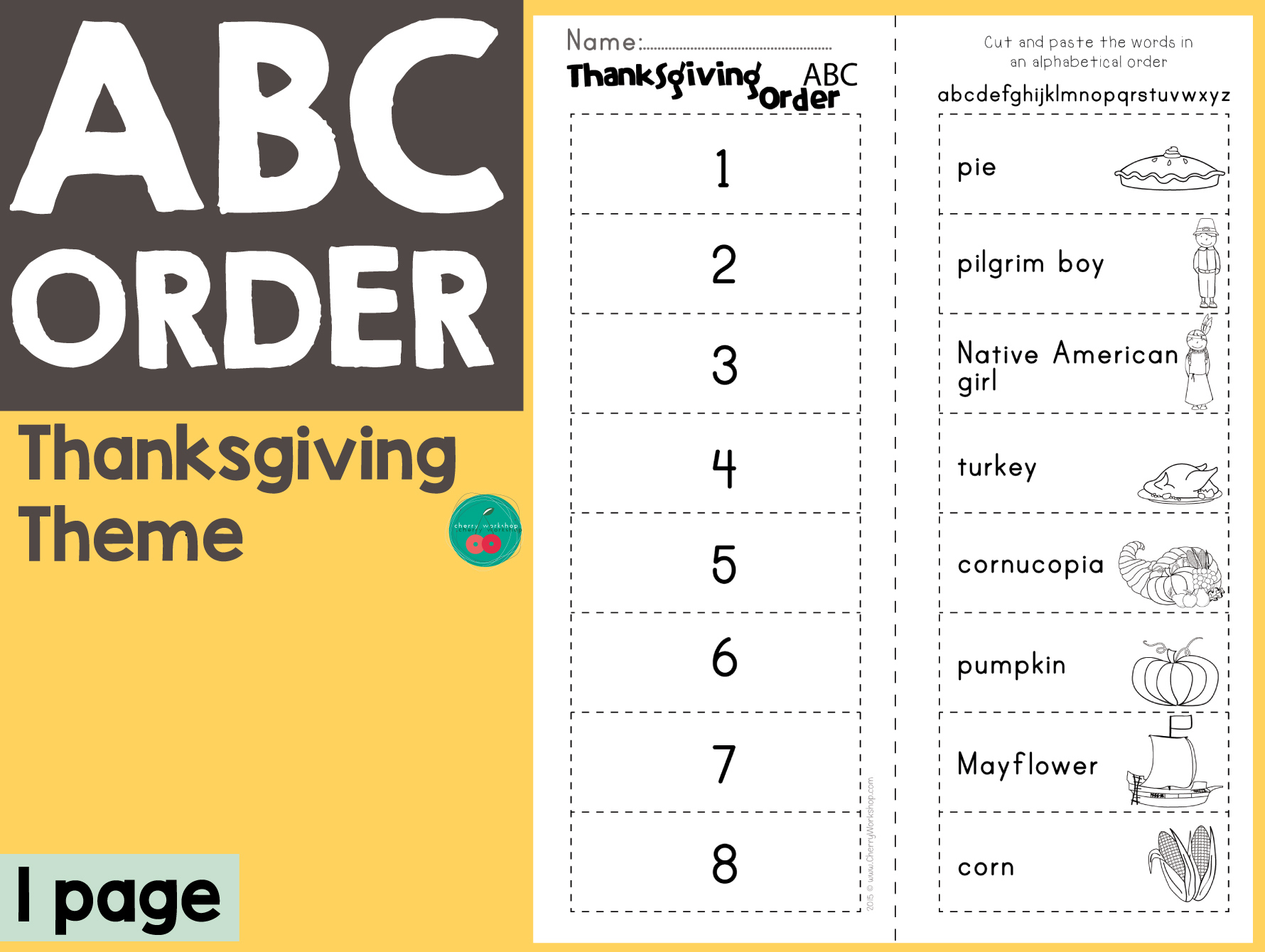 Thanksgiving Abc Order | Thanksgiving Abc Order Worksheets
