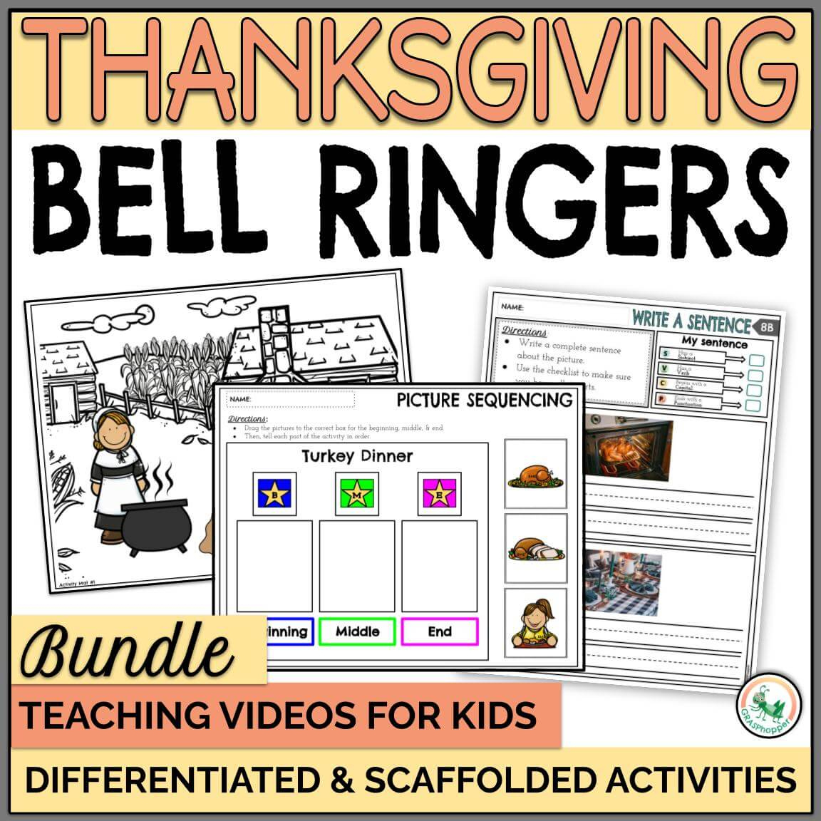 thanksgiving bell ringer activity bundle with sentence writing thanksgiving sequencing worksheets Thanksgiving Bell Ringer Activity Bundle With Sentence Writing | Thanksgiving Sequencing Worksheets