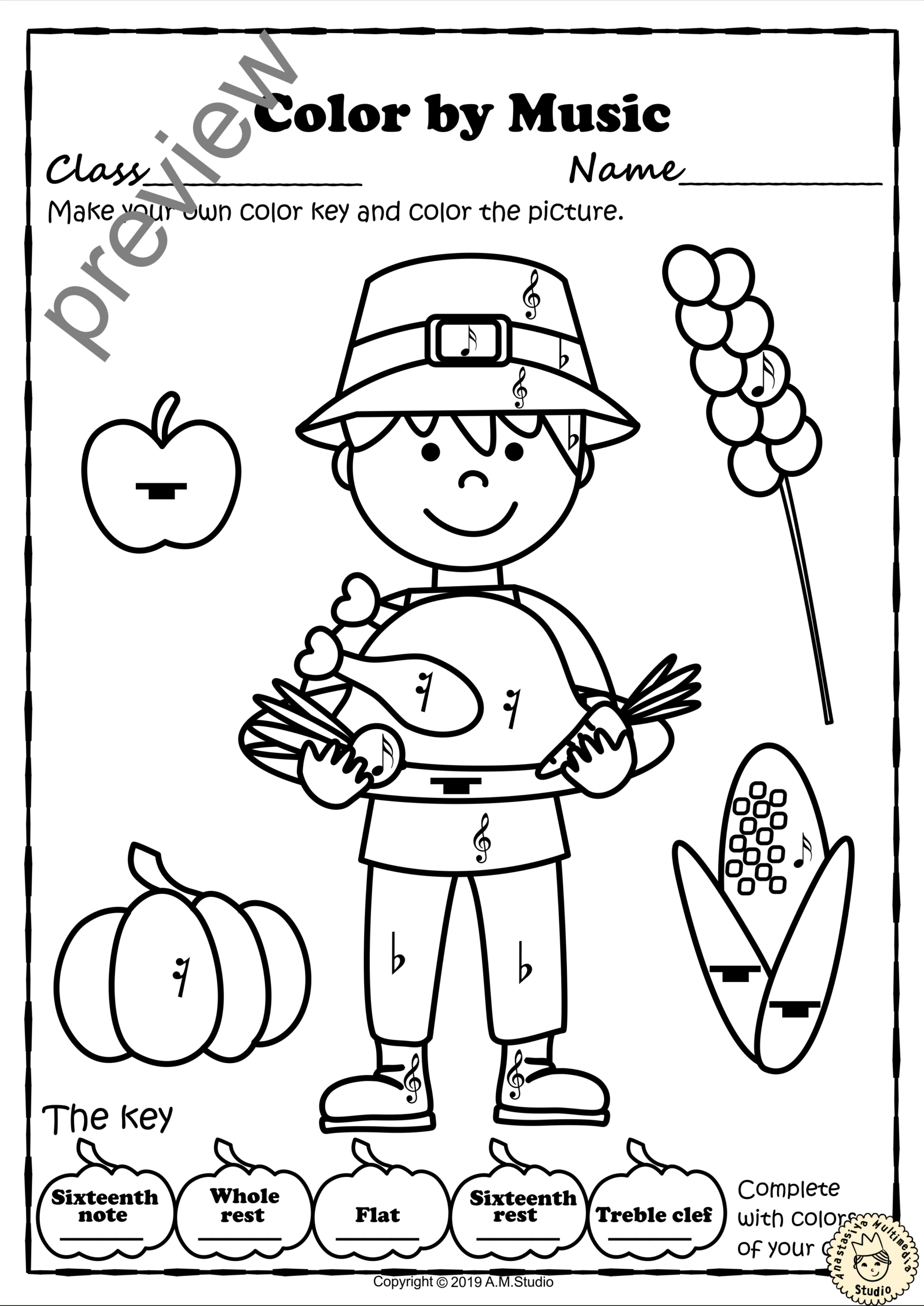 thanksgiving colormusic pages with answers music thanksgiving worksheets scaled Thanksgiving Colormusic Pages {With Answers} | Music Thanksgiving Worksheets