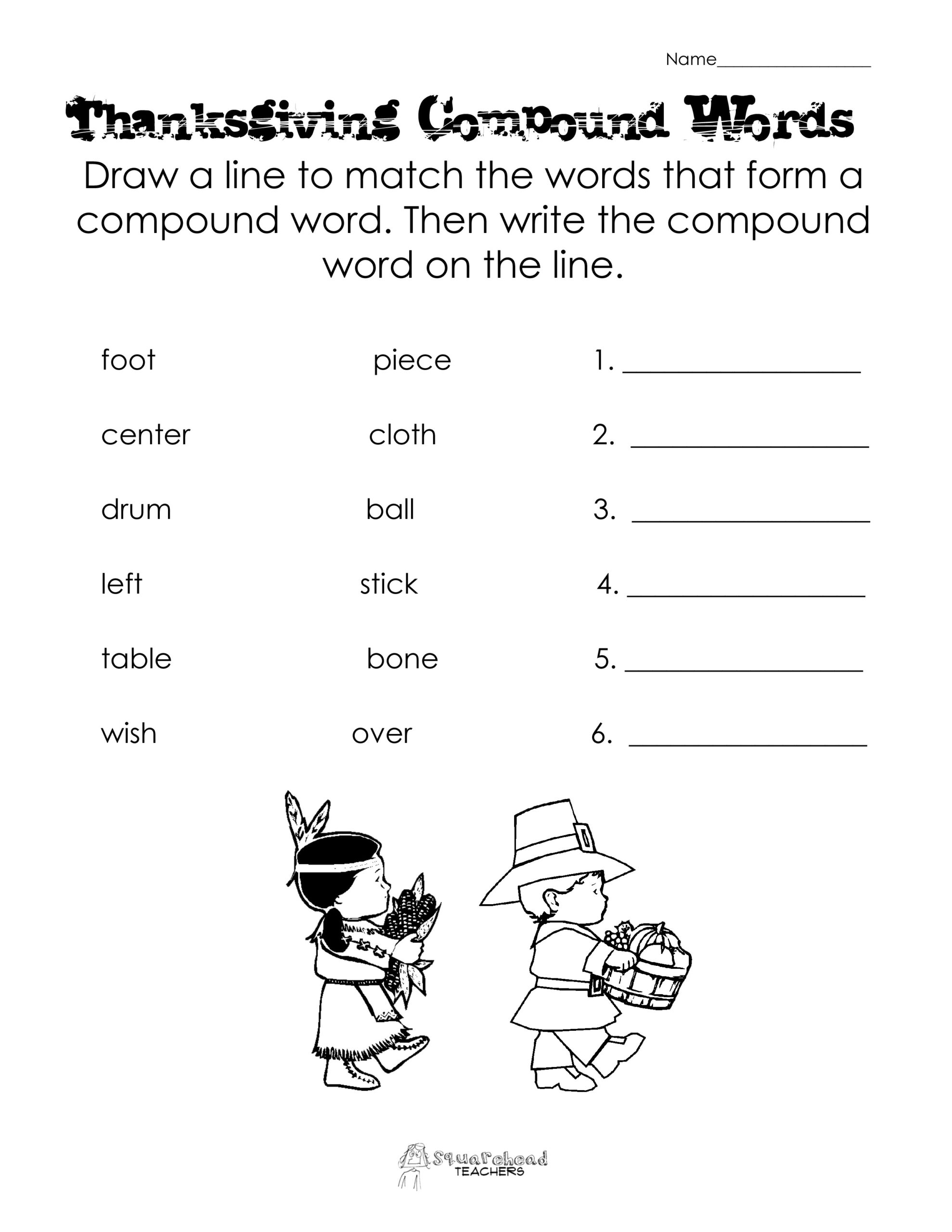 Thanksgiving Compound Words Worksheet | Squarehead Teachers | Free Printable Thanksgiving Worksheets For 2Nd Grade