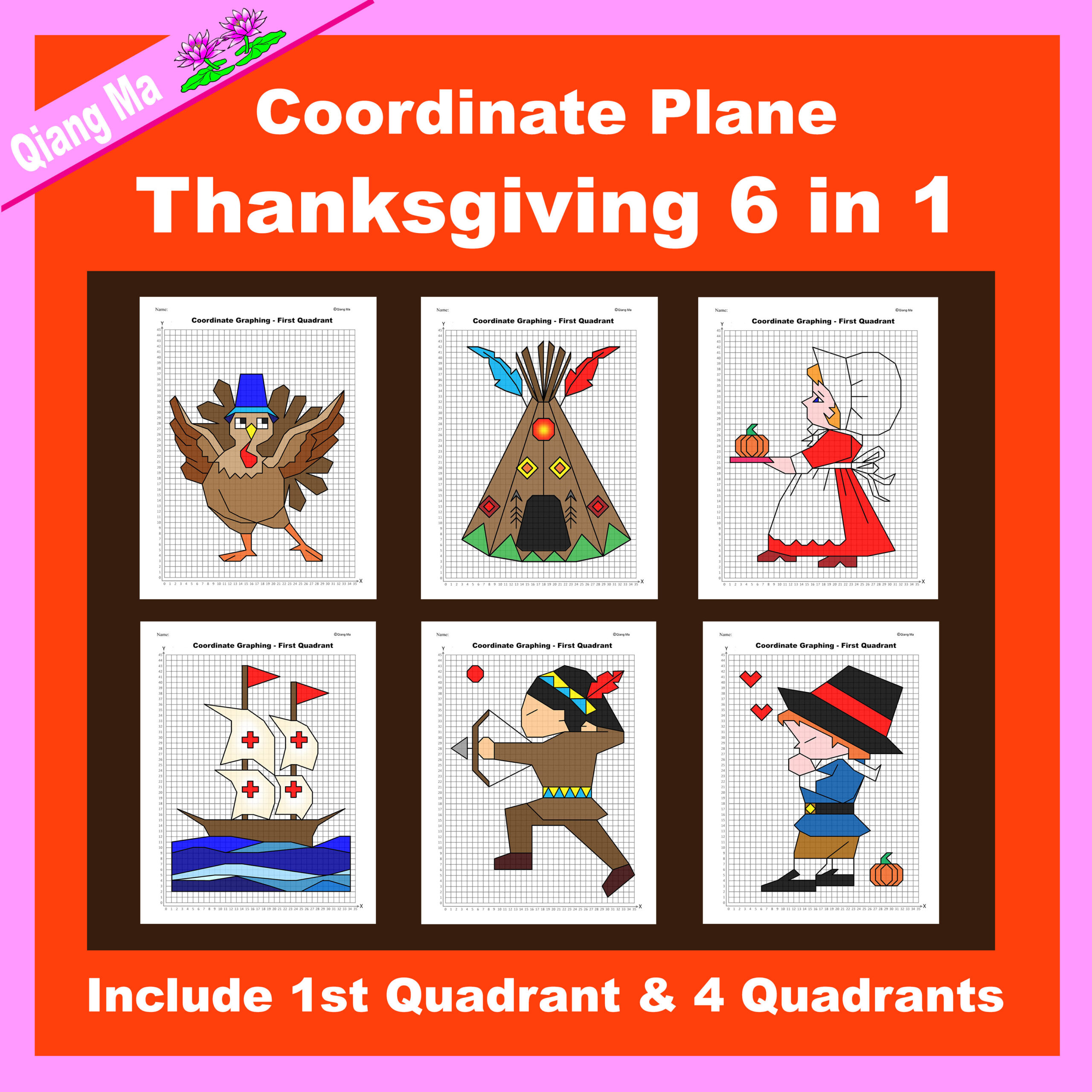 Thanksgiving Coordinate Plane Graphing Picture- Thanksgiving | Free Thanksgiving Coordinate Graphing Picture Worksheets