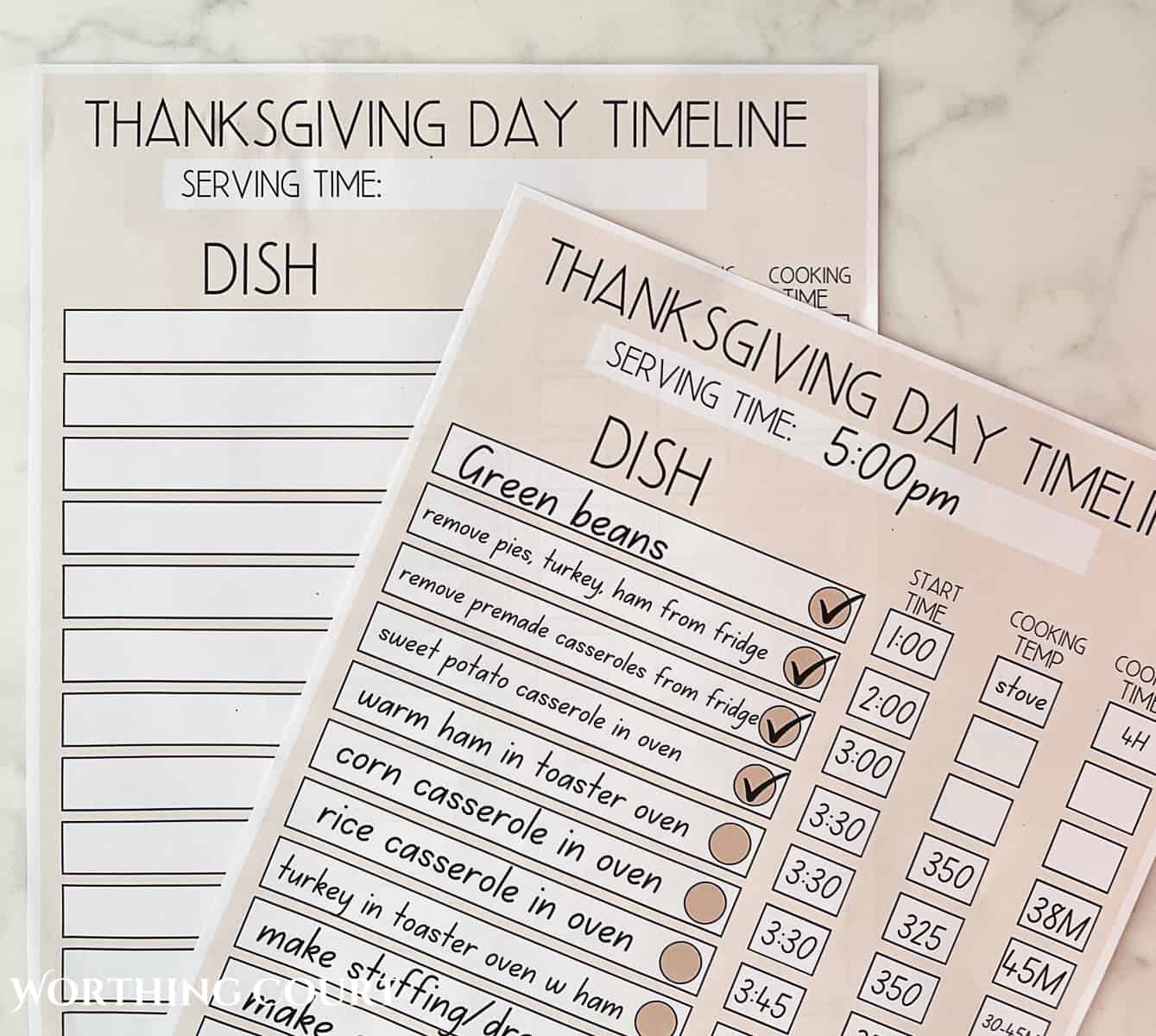Thanksgiving Day Timeline Worksheet And My Menu - Worthing Court | Planning A Thanksgiving Dinner Worksheet