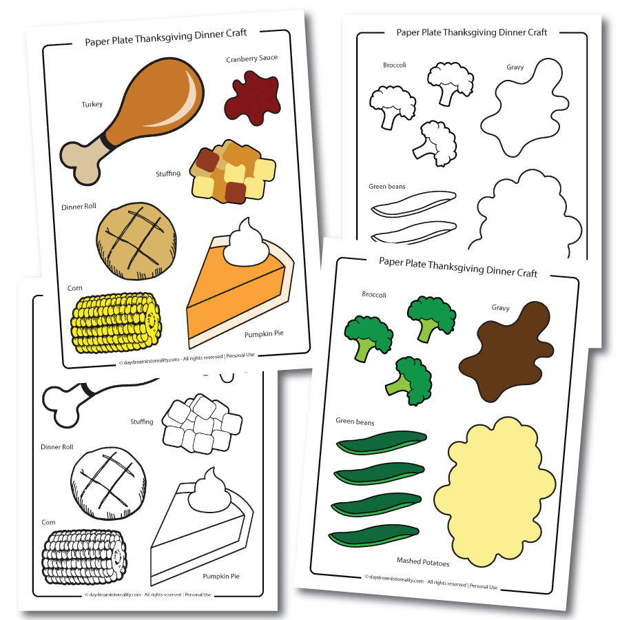 Thanksgiving Dinner Paper Plate Craft | Free Pdf Template | Thanksgiving Dinner Worksheet