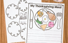 Thanksgiving Dinner Writing Craft - Simply Kinder + Printable | Thanksgiving Meal Worksheet