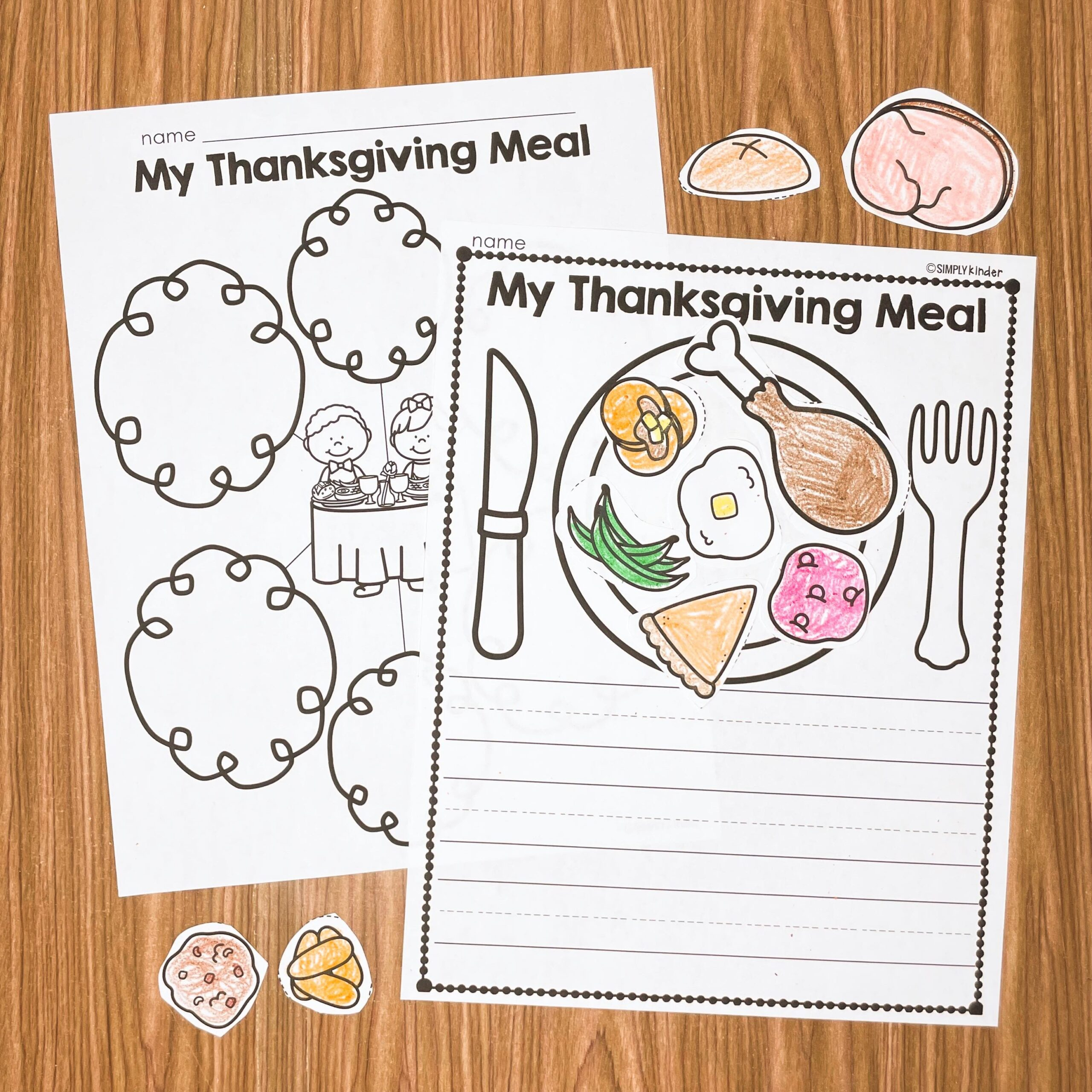 thanksgiving dinner writing craft simply kinder printable thanksgiving meal worksheet Thanksgiving Dinner Writing Craft - Simply Kinder + Printable | Thanksgiving Meal Worksheet